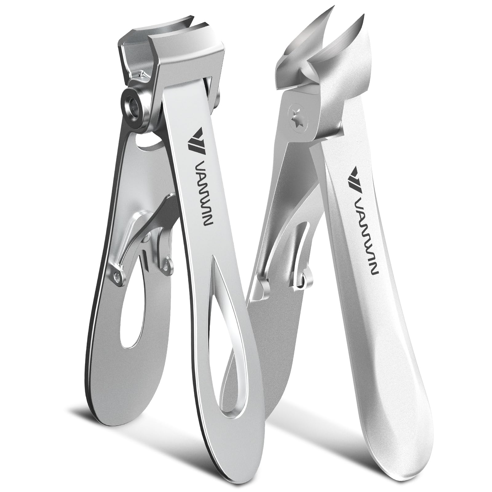 VANWIN Heavy-Duty Nail Clippers for Thick Nails — Wide Jaw Opening, Slanted Blade
