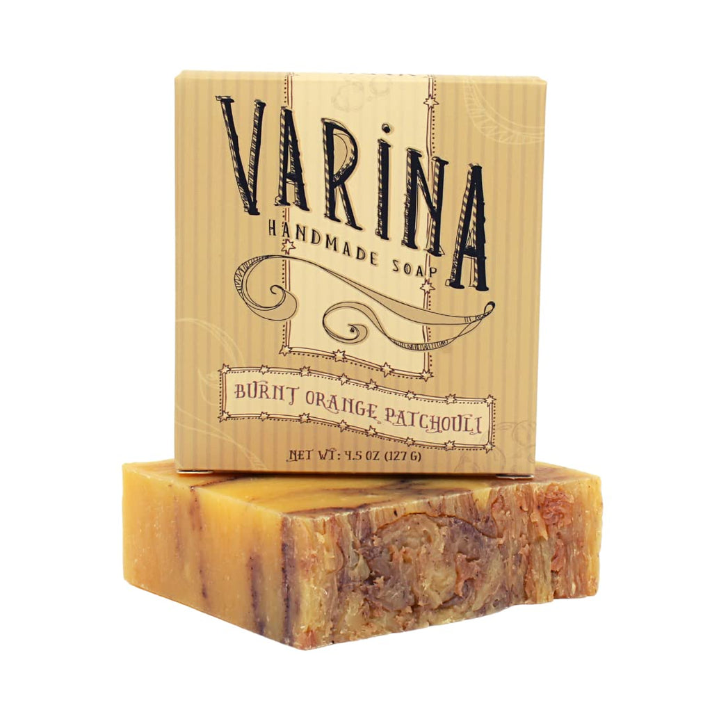 Varina Burnt Orange Patchouli Bar Soap – Gentle Natural Cleanser for Sensitive Skin (3 Pack)