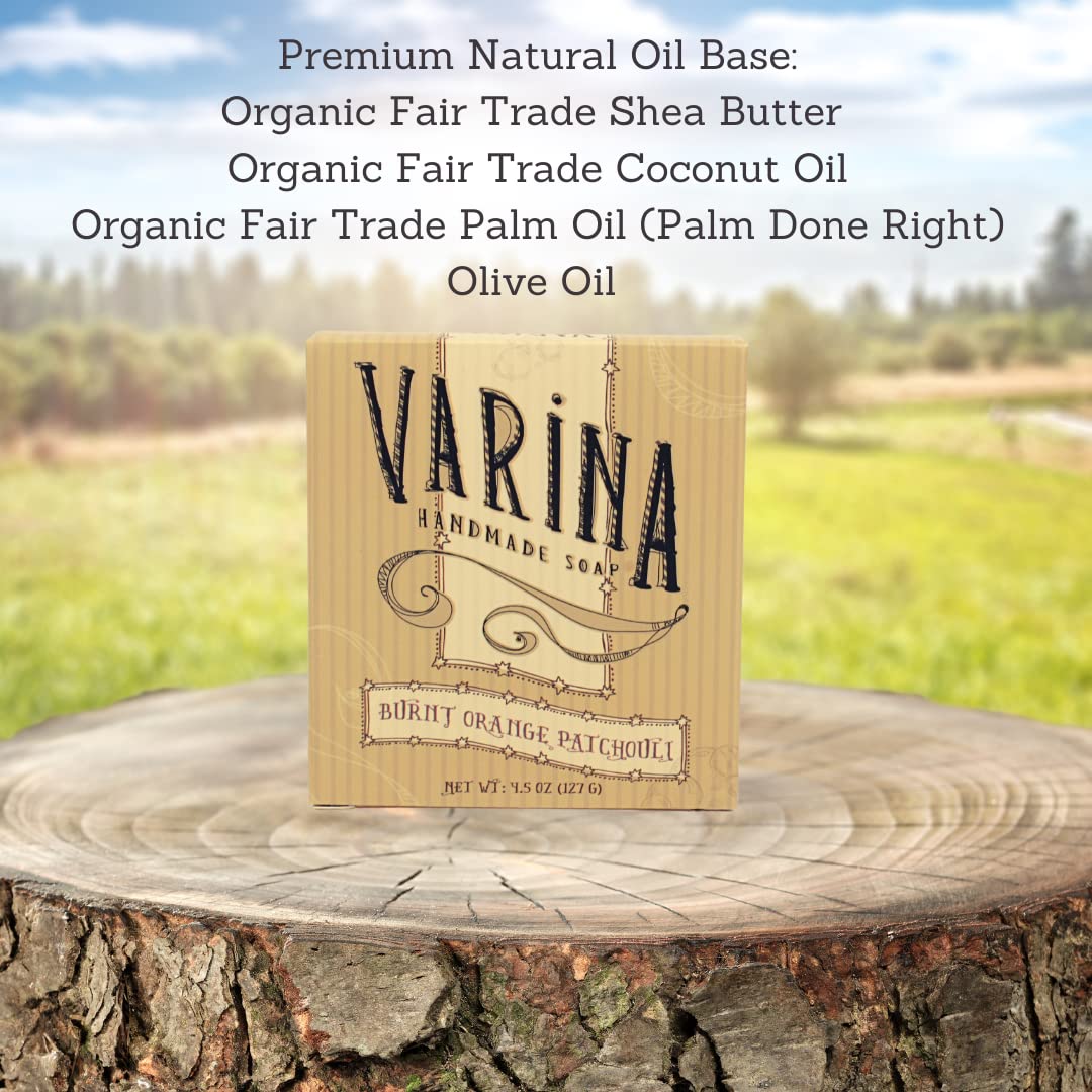 Varina Burnt Orange Patchouli Bar Soap – Gentle Natural Cleanser for Sensitive Skin (3 Pack)
