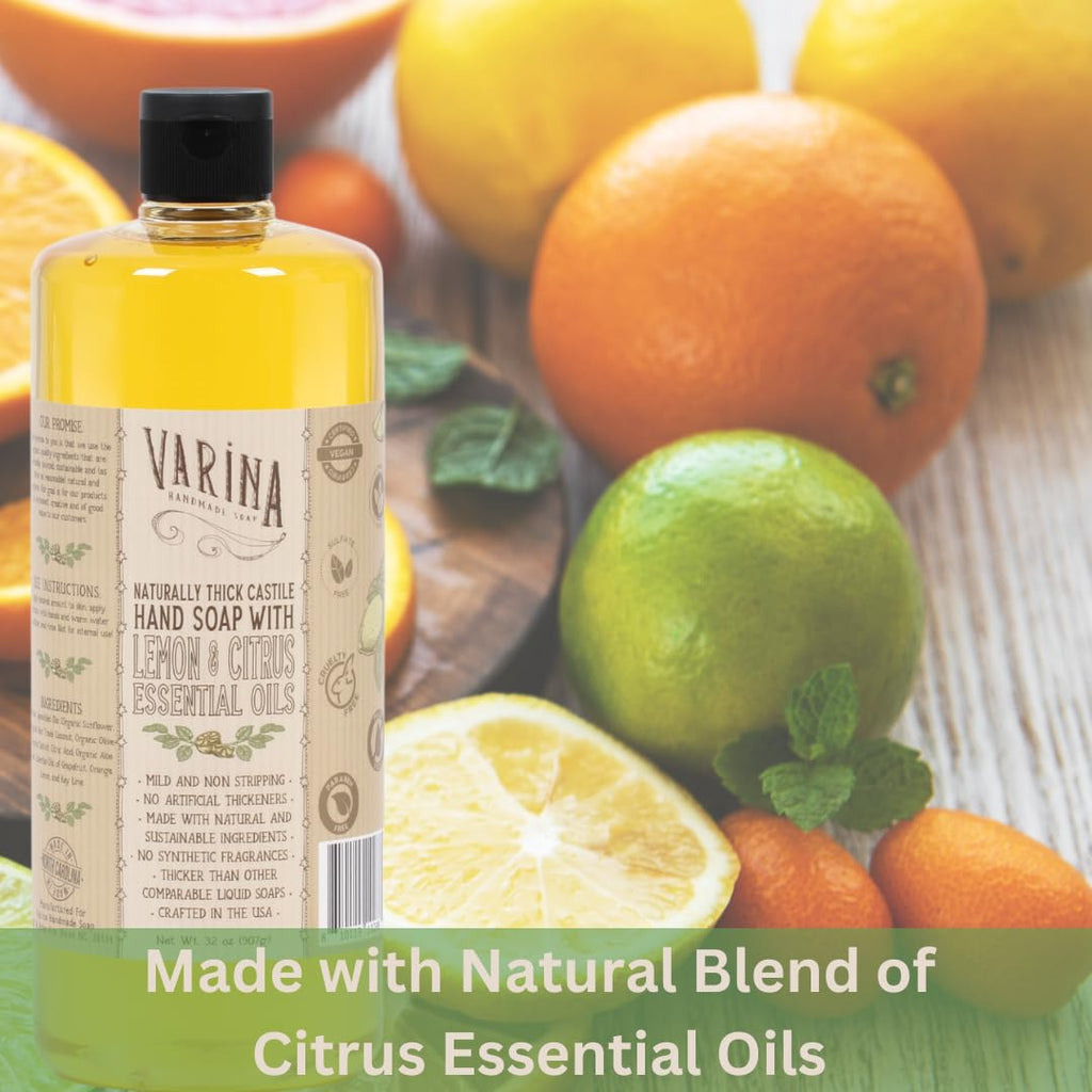 Varina Liquid Soap - Organic Castile Citrus 32oz | Plant-Based Hand Wash