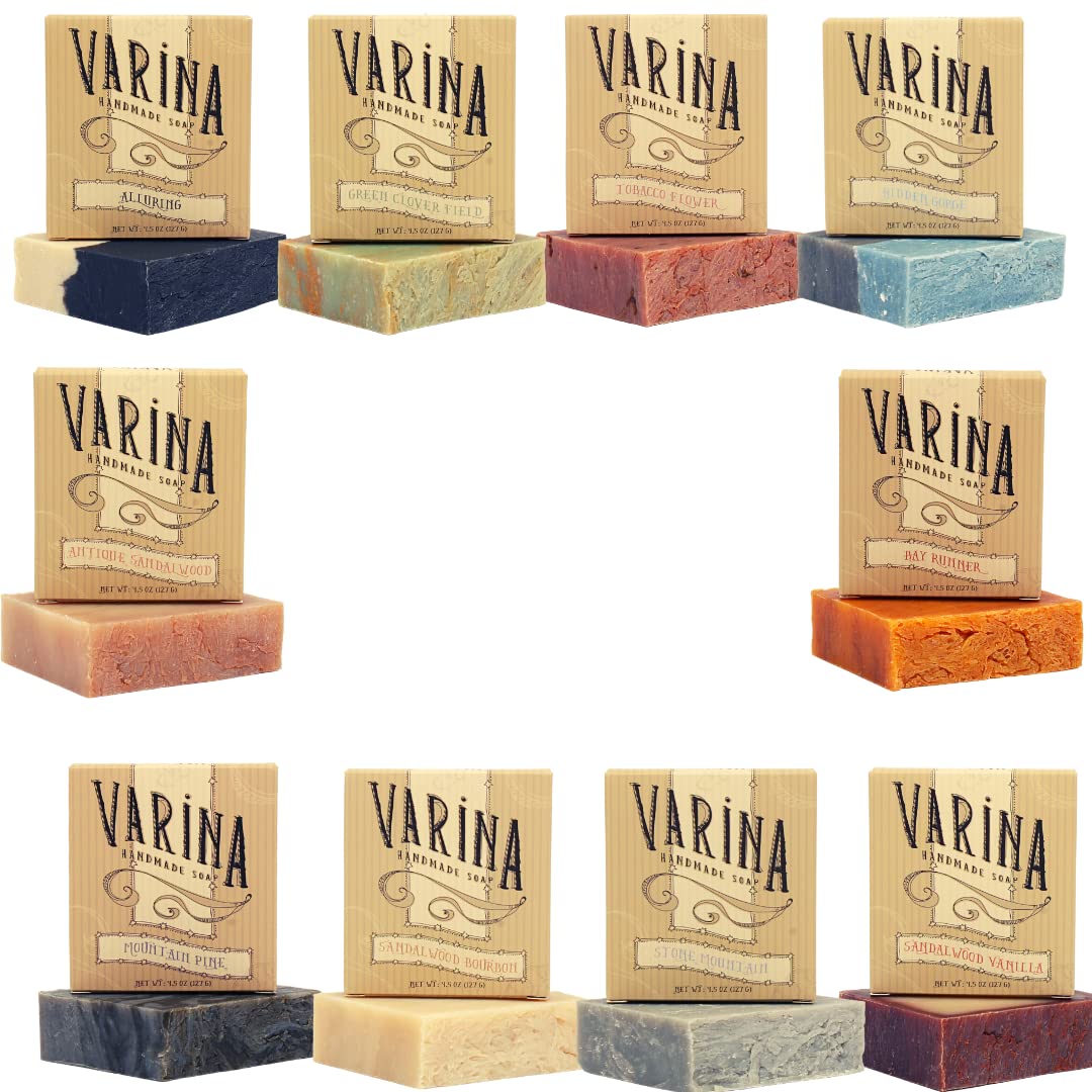 Varina Mens Variety Bar Soap – Gentle Cleansing for Sensitive Skin, Handmade in USA | 10 Pack