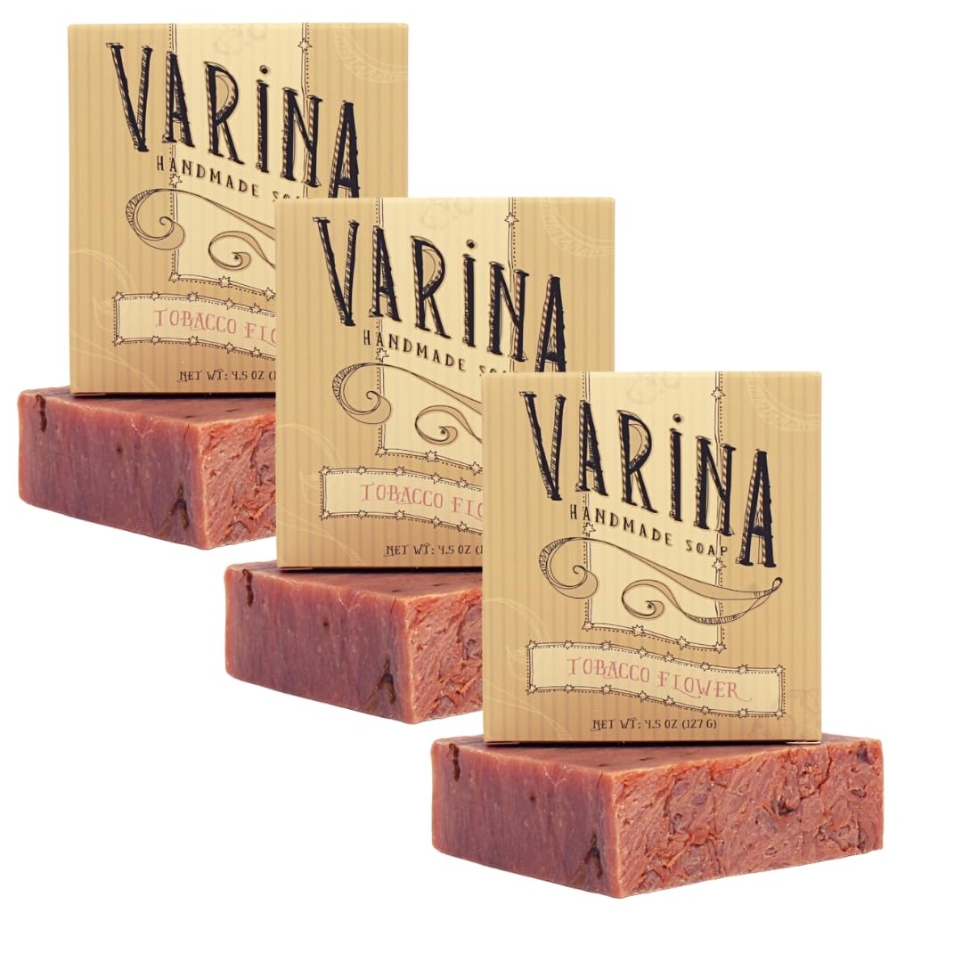Varina Natural Tobacco Flower Bar Soap – Gentle Cleansing for Sensitive Skin (3 Pack)