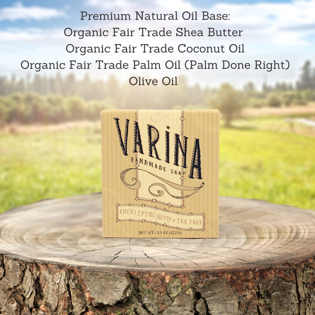 Varina Organic Eucalyptus Hemp & Tea Tree Bar Soap – Gentle Cleansing for Sensitive Skin (3 Pack)