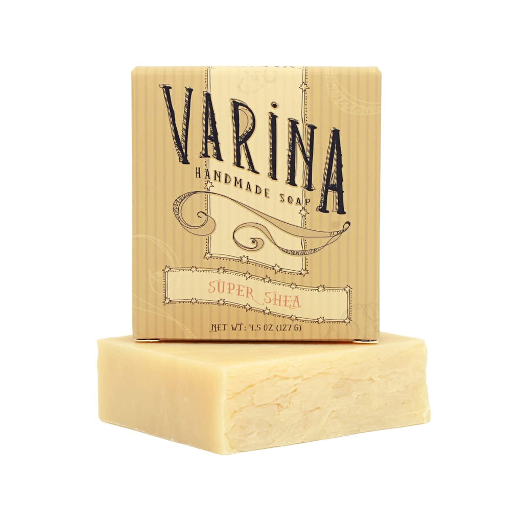 Varina Organic Super Shea Bar Soap – Gentle Cleansing for Sensitive Skin, Unscented – 3 Pack
