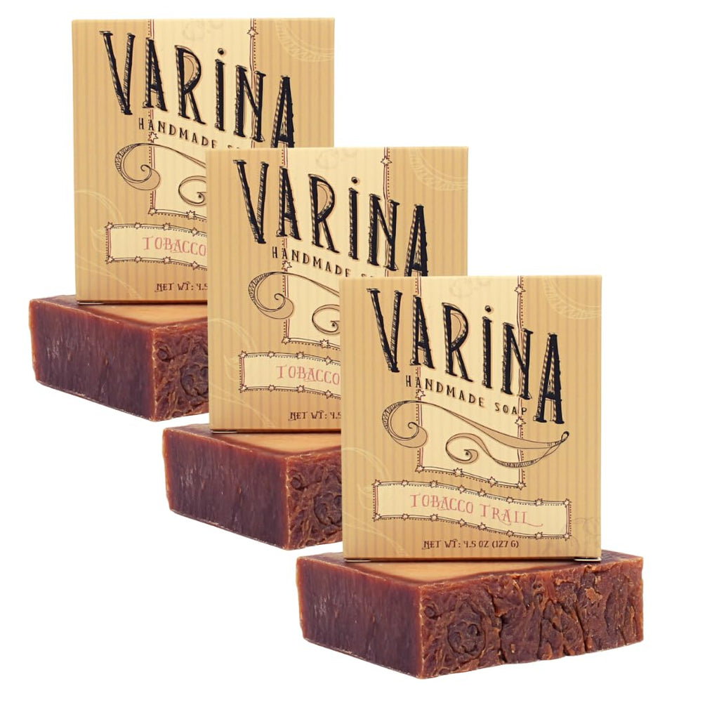 Varina Tobacco Trail Bar Soap - Gentle, Earthy Cleansing for Sensitive Skin (3 Pack)