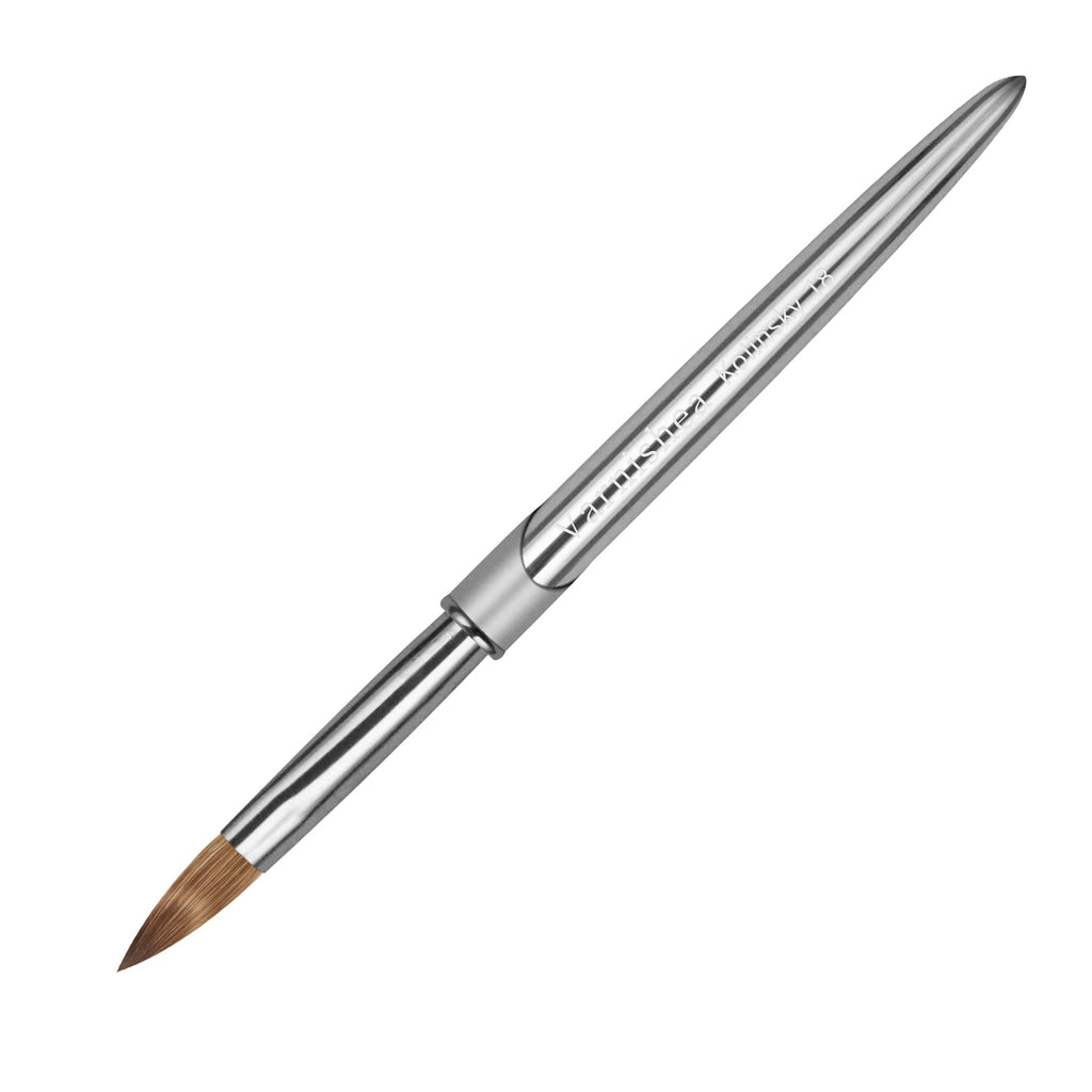 varnishea Kolinsky Nail Brush with Silvery Metal Handle – Size 18, 1.0 Count | Acrylic & Nail Art Tools