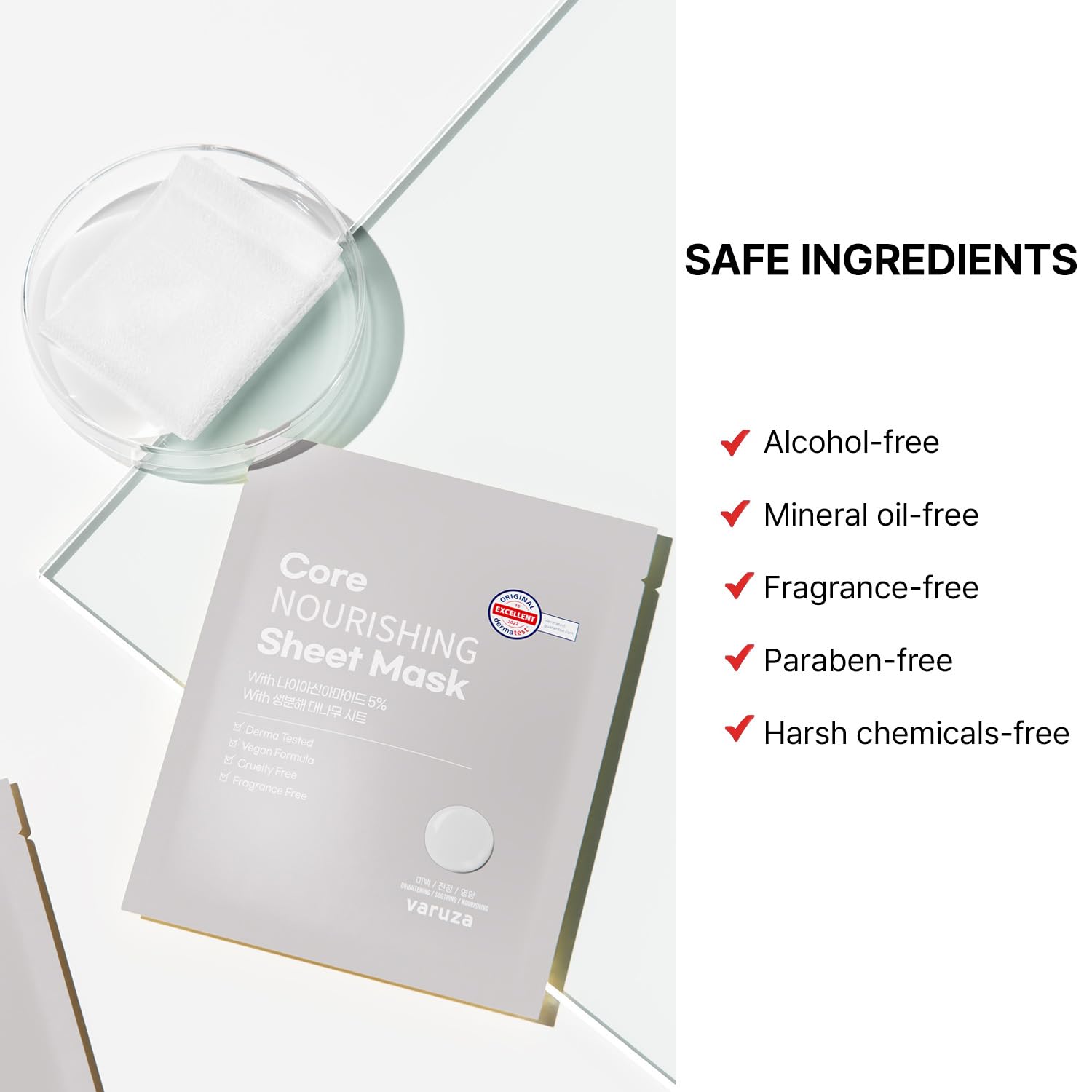 Varuza Core Nourishing Sheet Masks – 5% Niacinamide Hydration for Dry Skin (5 Count)