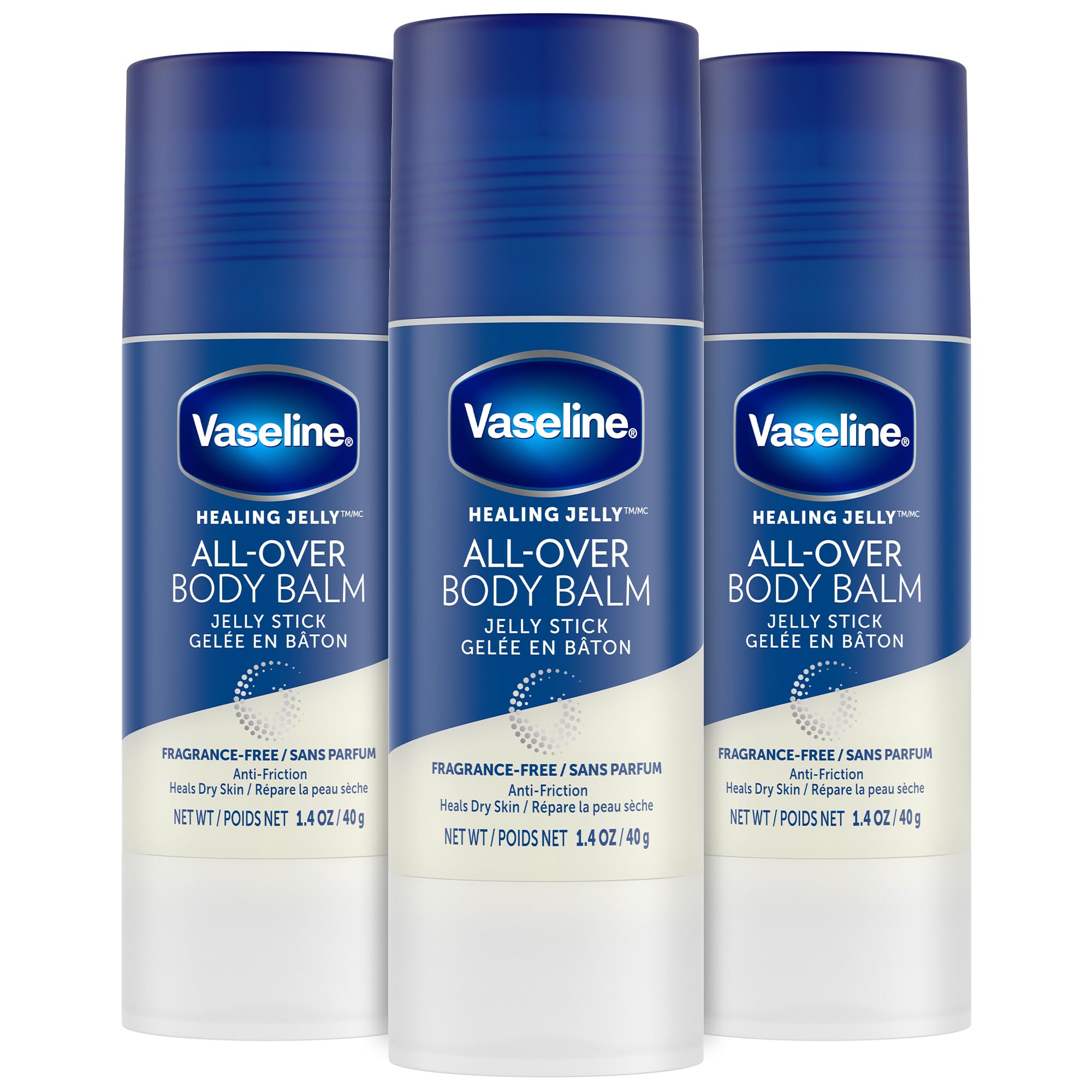 Vaseline All-Over Body Balm Stick 3-Pack – Non-Greasy, Fragrance-Free