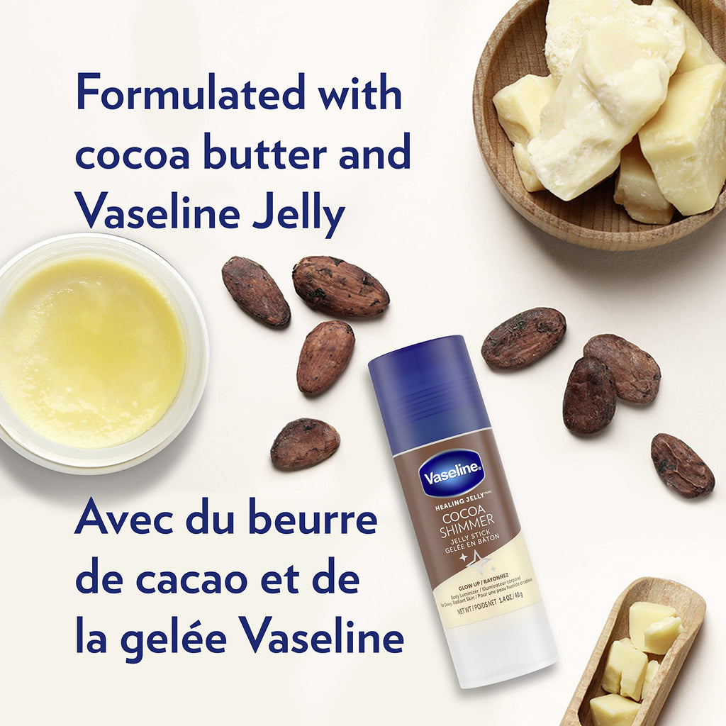 Vaseline Cocoa Radiant Lotion Bundle – 20.3 oz Lotion, Healing Jelly Cocoa Butter, and Cocoa Shimmer Jelly Stick
