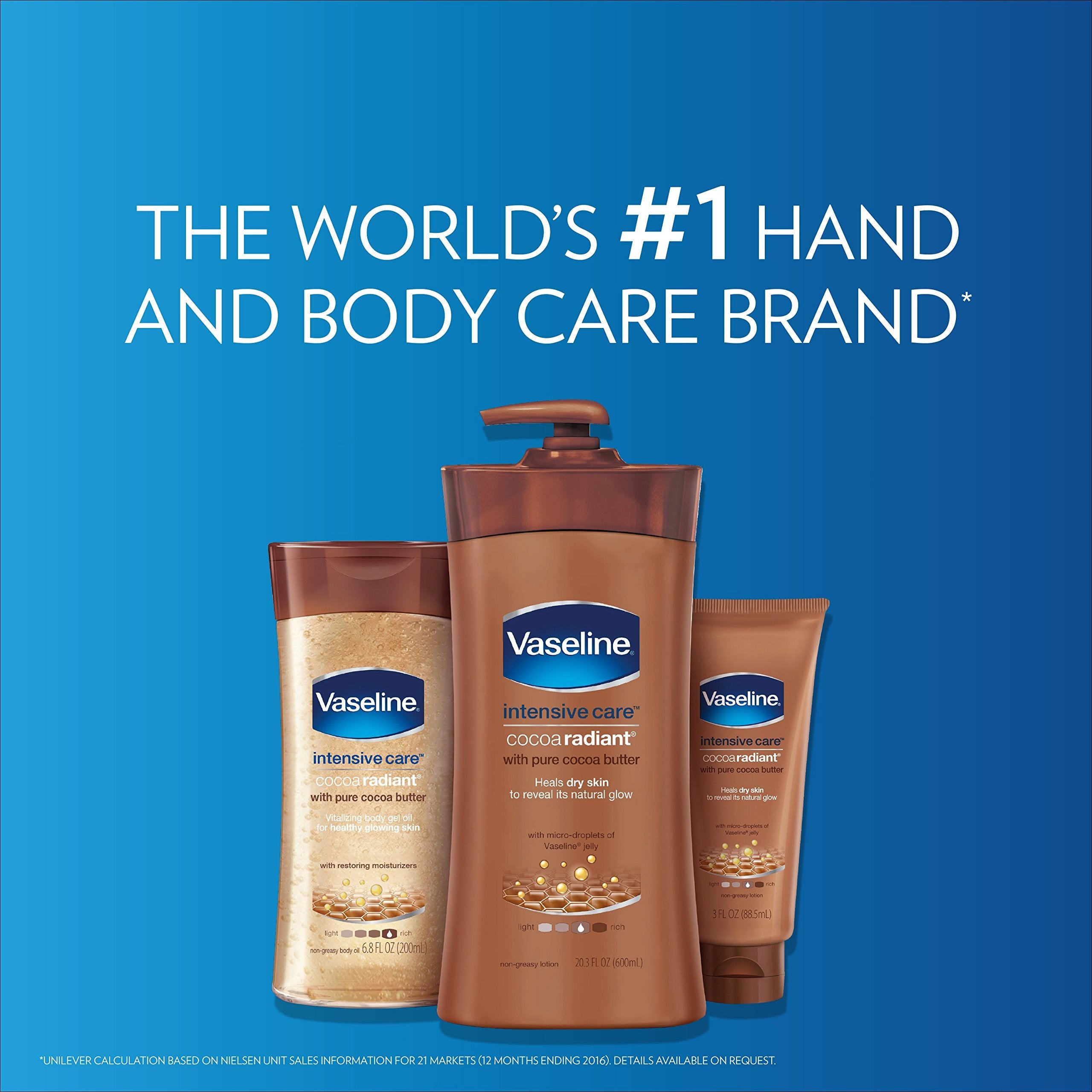 Vaseline Intensive Care Cocoa Radiant Body Lotion, 20.3 oz – Deep Moisturizing, Non-Greasy
