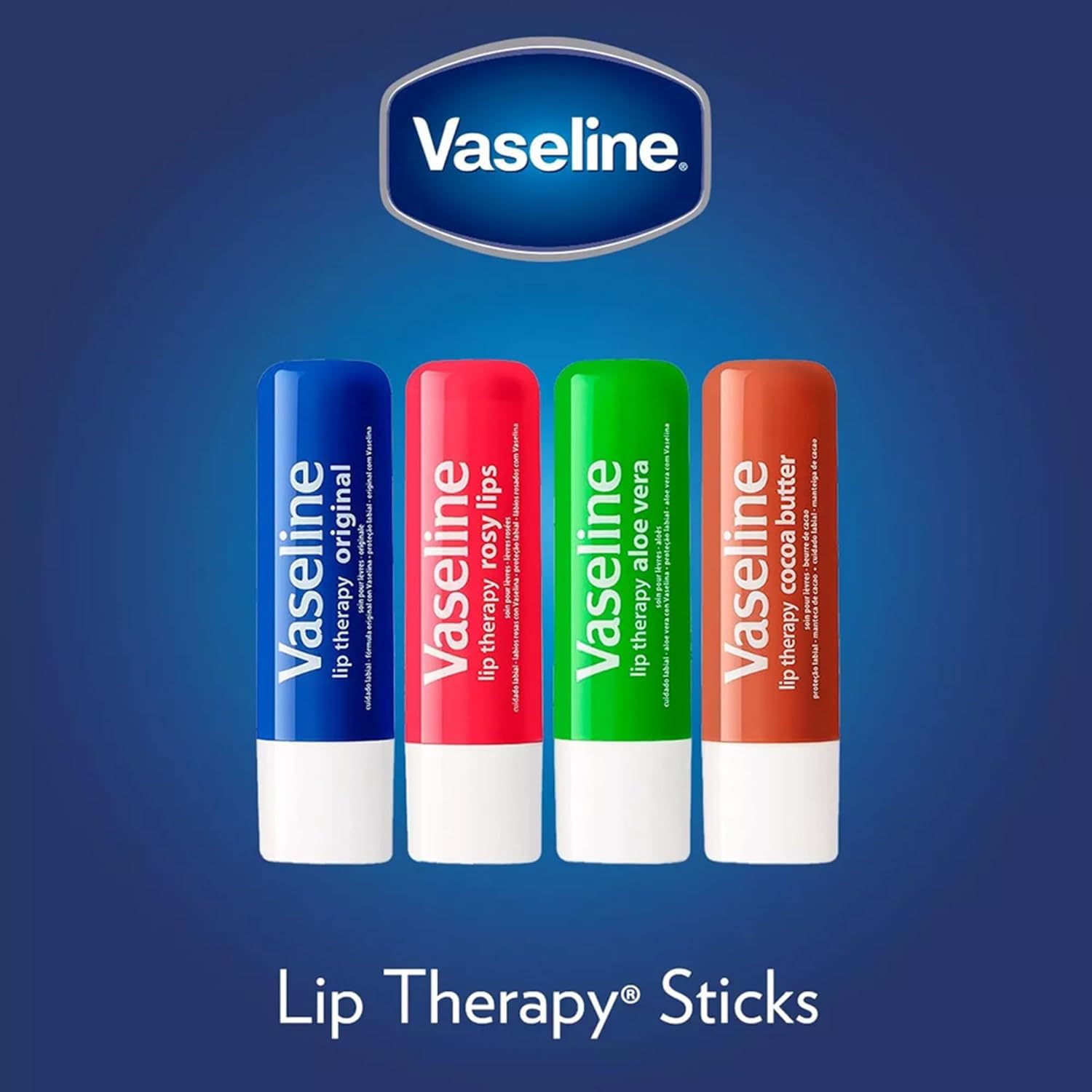Vaseline Lip Therapy Cocoa Butter Lip Balm – 6 Pack, 0.16 oz Each