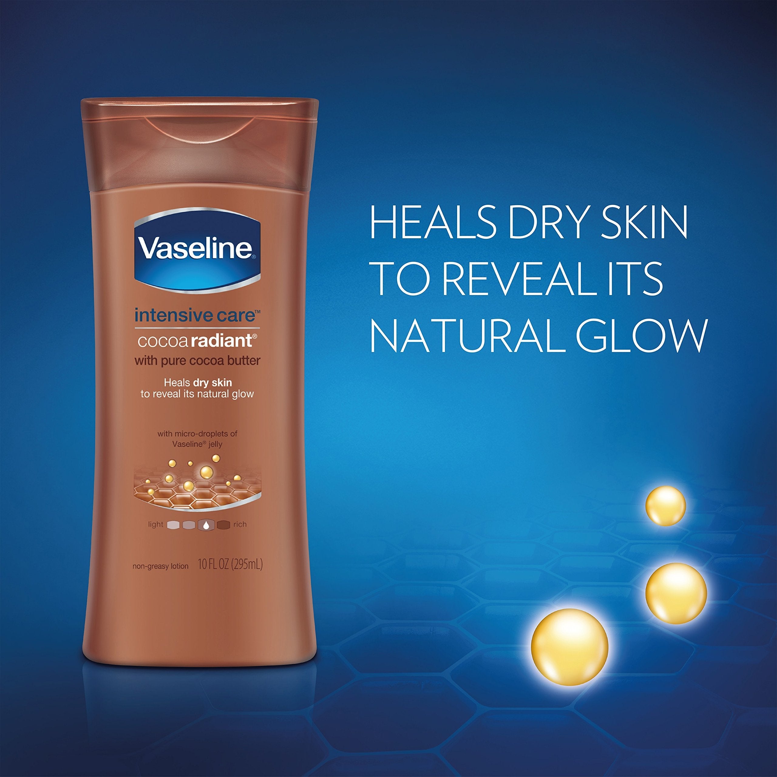 Vaseline Intensive Care Cocoa Radiant Body Lotion, 20.3 oz – Deep Moisturizing, Non-Greasy