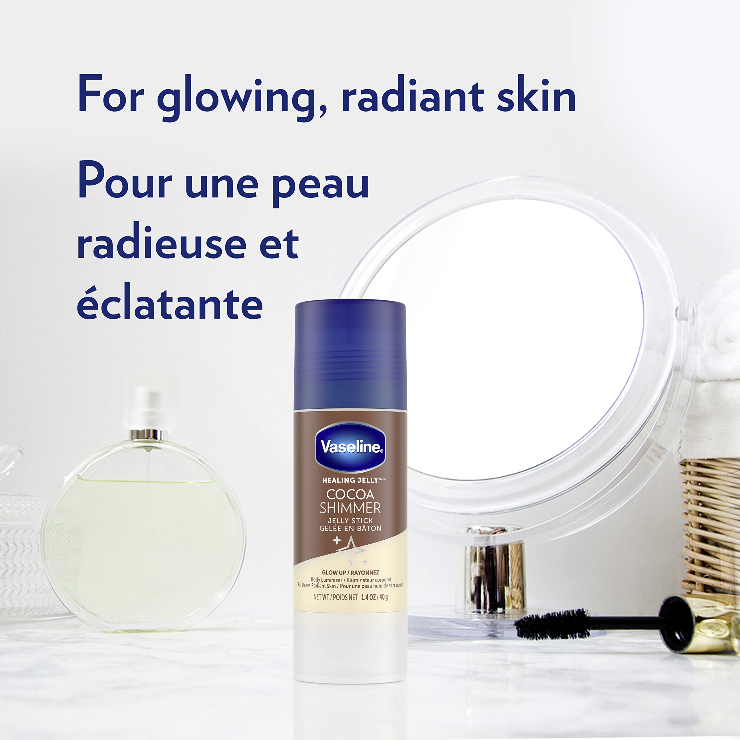 Vaseline Cocoa Radiant Lotion Bundle – 20.3 oz Lotion, Healing Jelly Cocoa Butter, and Cocoa Shimmer Jelly Stick