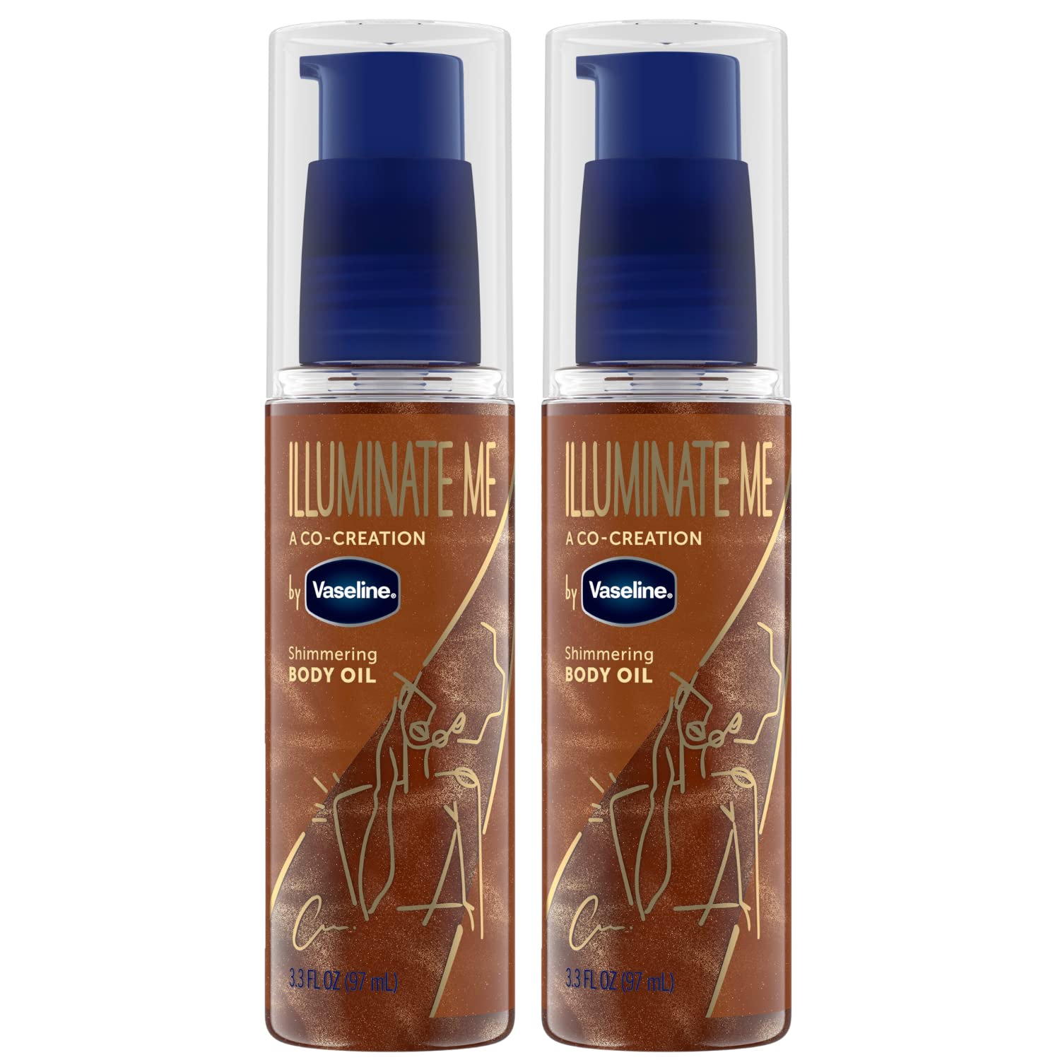Vaseline Illuminate Me Shimmering Body Oil 3.3 oz (2-Pack) – Glow for Melanin-Rich Skin