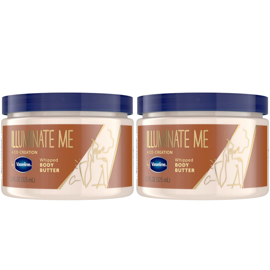 Vaseline Illuminate Me Whipped Body Butter 2-Pack – Lightweight Moisturizer for Luminous Skin
