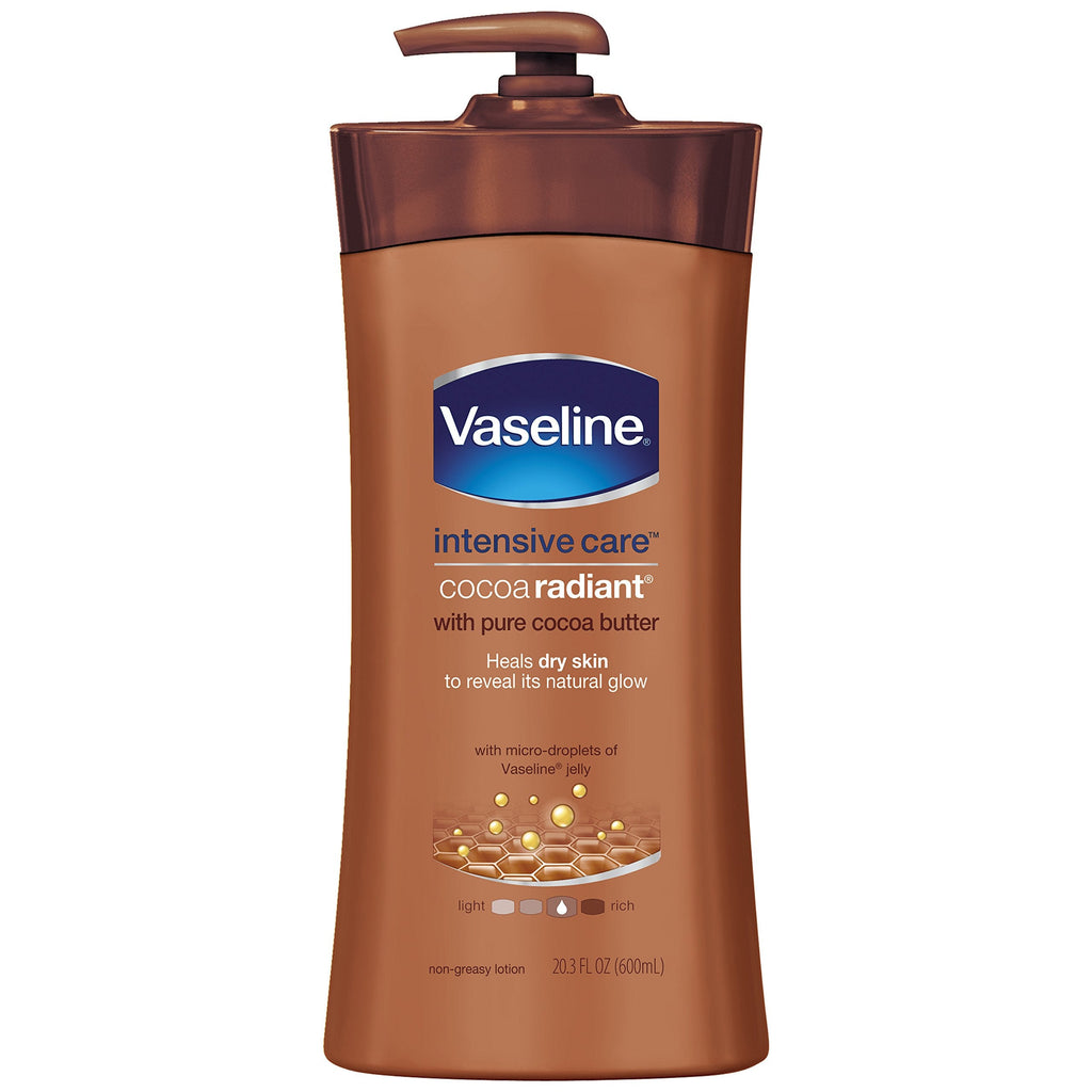 Vaseline Intensive Care Cocoa Radiant Body Lotion, 20.3 oz – Deep Moisturizing, Non-Greasy