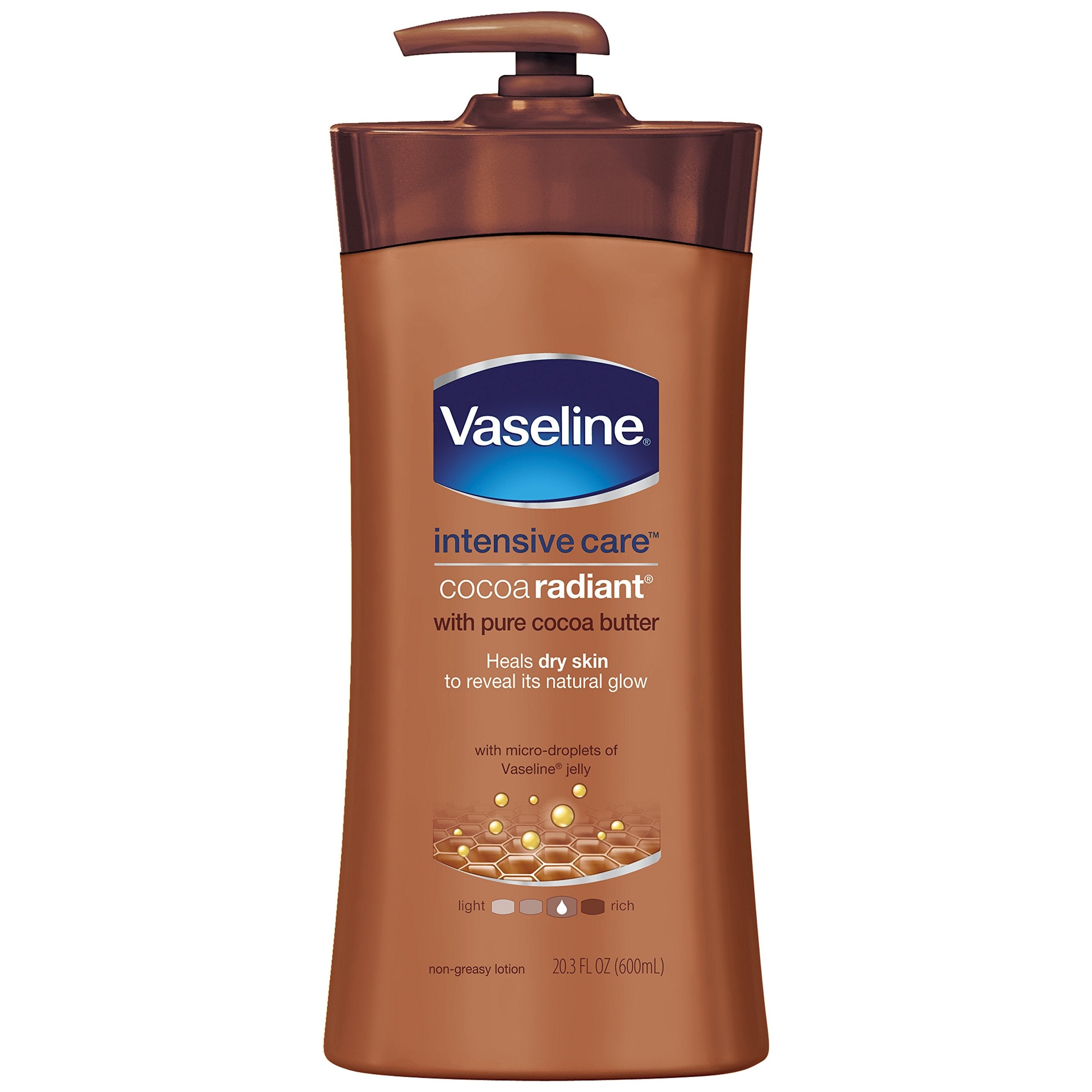 Vaseline Intensive Care Cocoa Radiant Body Lotion, 20.3 oz – Deep Moisturizing, Non-Greasy