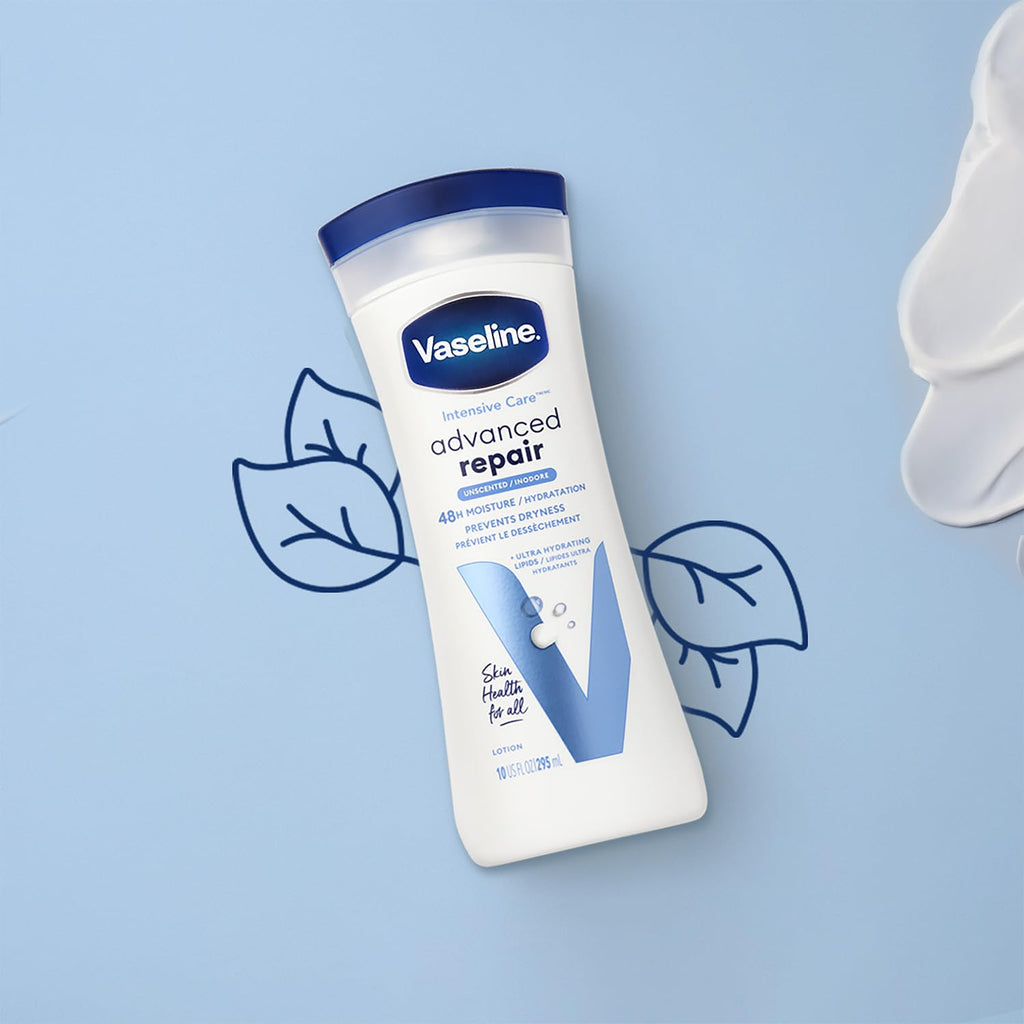 Vaseline Intensive Care Lotion Unscented – Advanced Repair 2-Pack, Non-Greasy Moisturizer