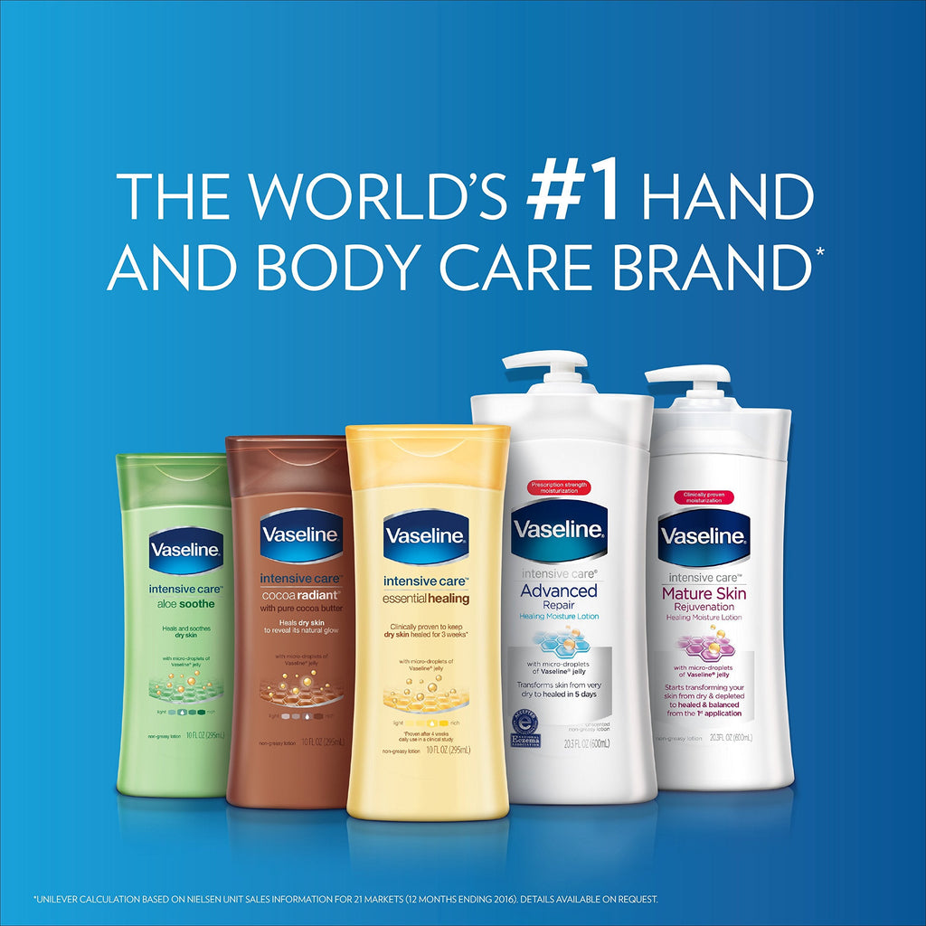 Vaseline Intensive Care Cocoa Radiant Body Lotion, 20.3 oz – Deep Moisturizing, Non-Greasy