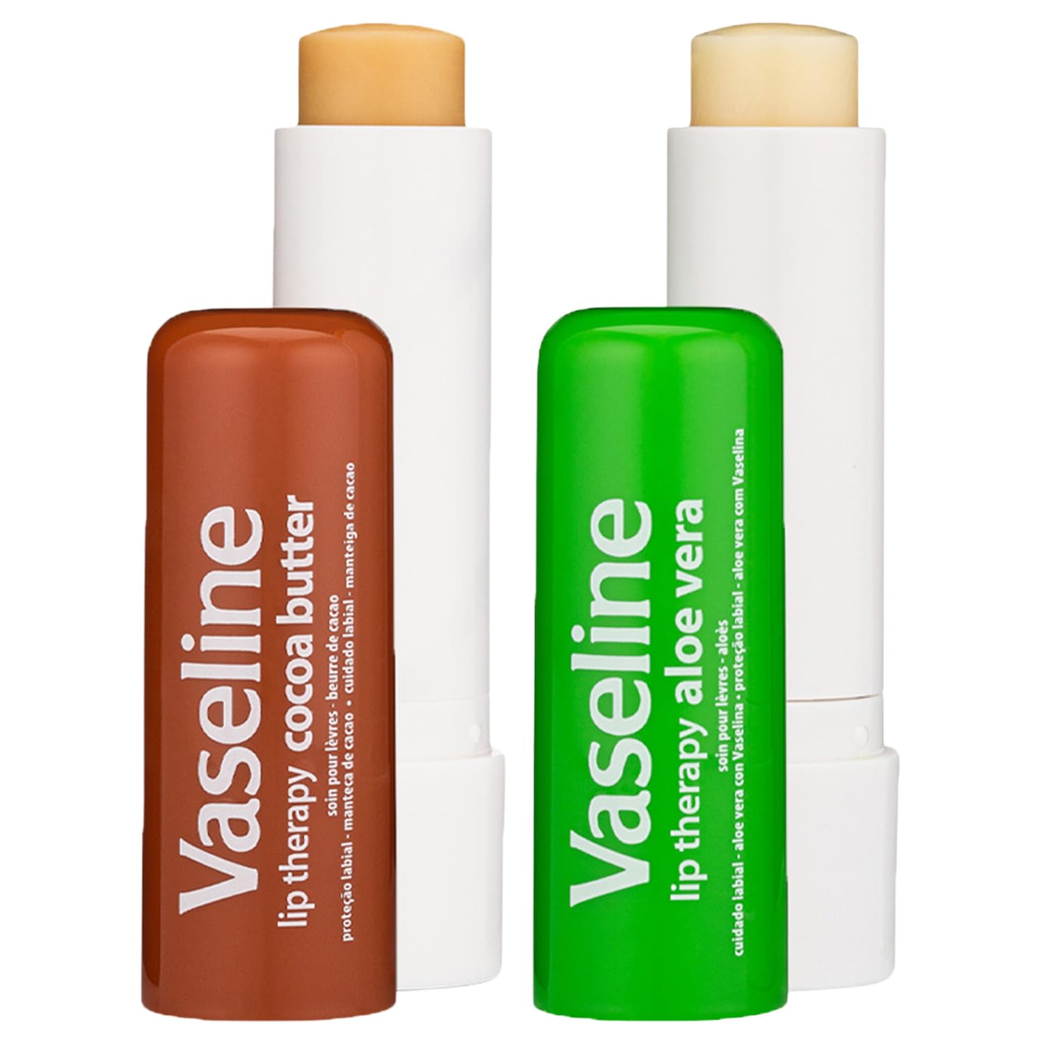 Vaseline Lip Therapy 4-Pack – Cocoa Butter & Aloe Vera Lip Balm with Vitamin E