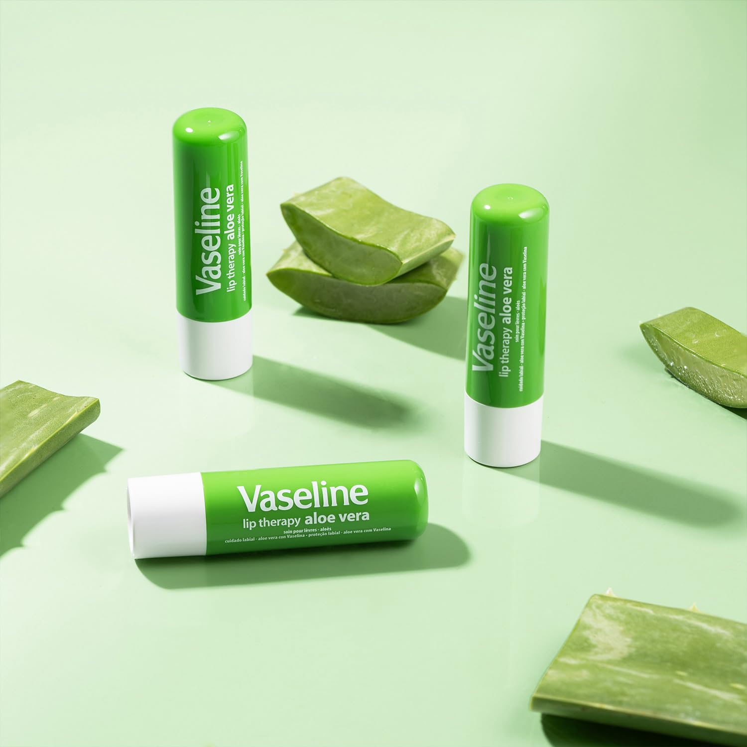 Vaseline Lip Therapy 4-Pack – Cocoa Butter & Aloe Vera Lip Balm with Vitamin E