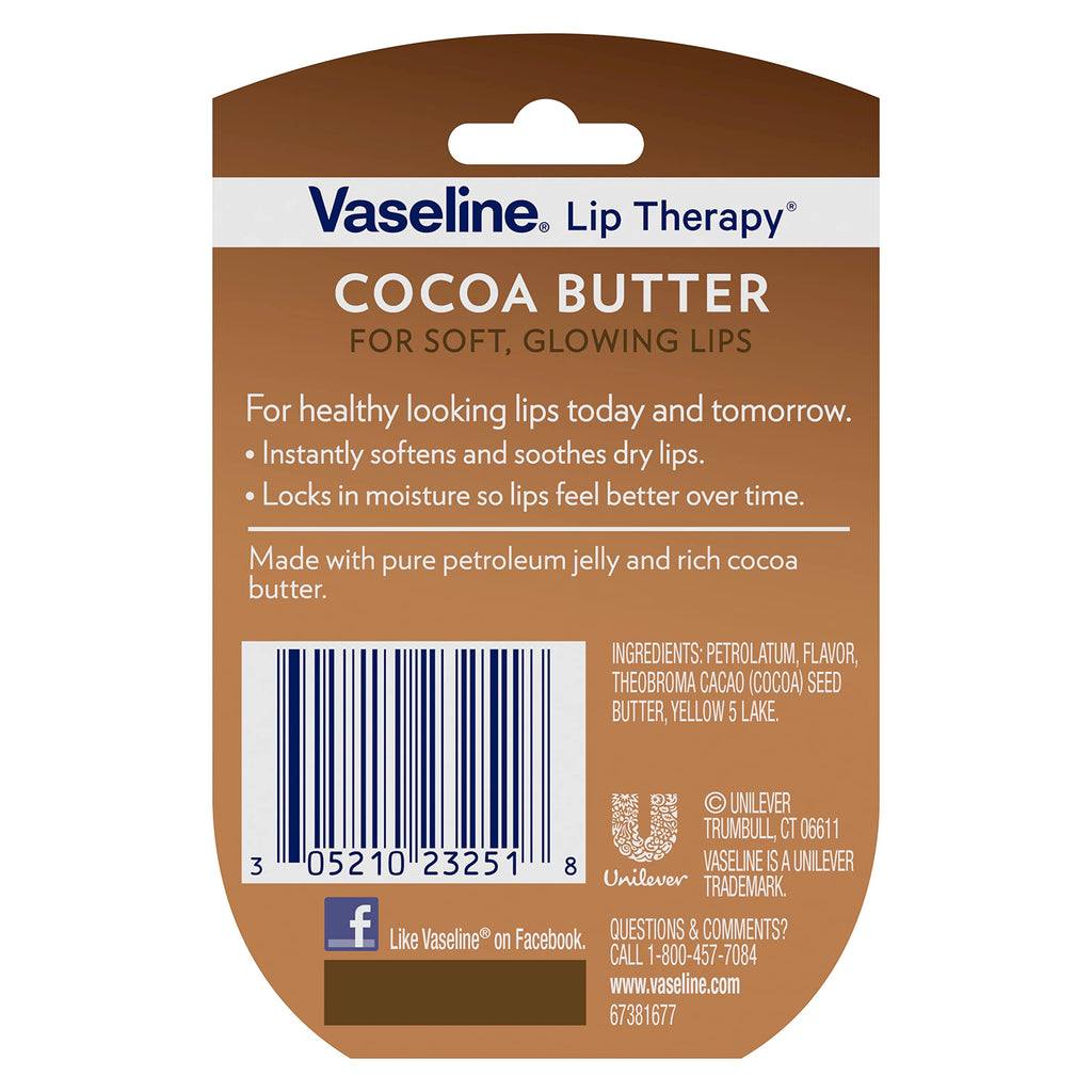 Vaseline Lip Therapy Cocoa Butter 6-Pack – Mini Lip Balms (0.25 oz each)