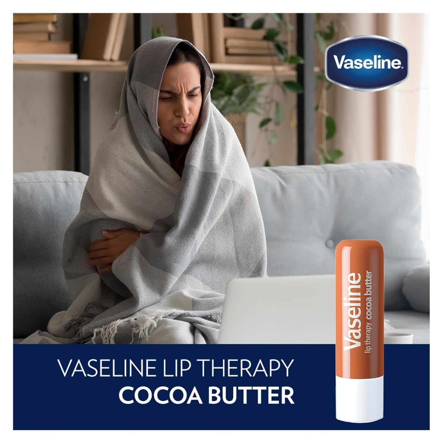 Vaseline Lip Therapy 4-Pack – Cocoa Butter & Aloe Vera Lip Balm with Vitamin E