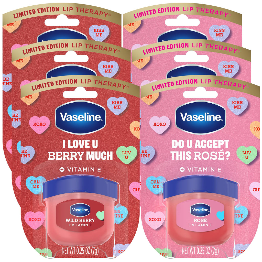 Vaseline Lip Therapy Mini Tinted Lip Balm Set – Rose Tint + Wild Berry (Vitamin E) 0.25 oz Each