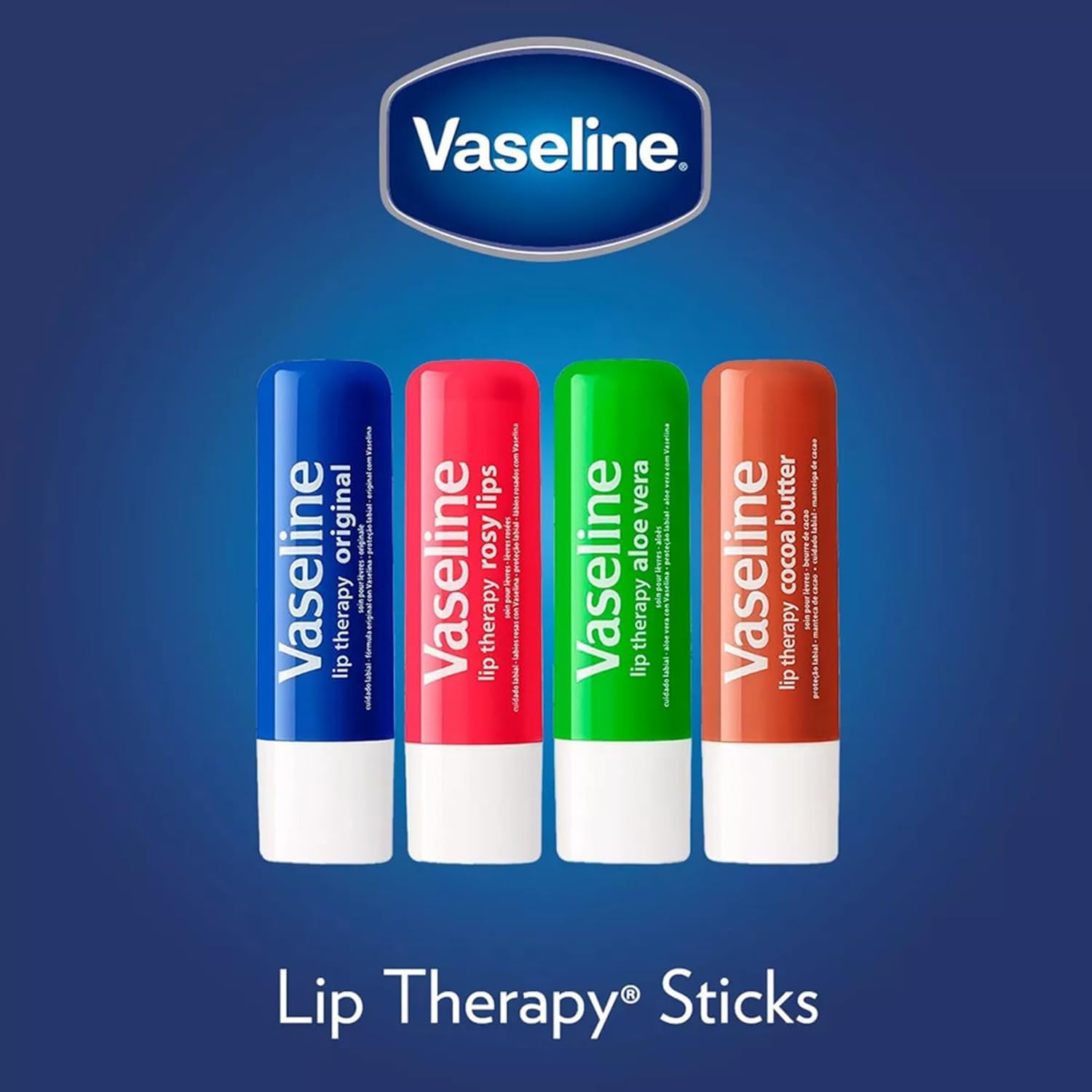 Vaseline Lip Therapy Original 8-Pack – Bulk Lip Balm for Dry Lips