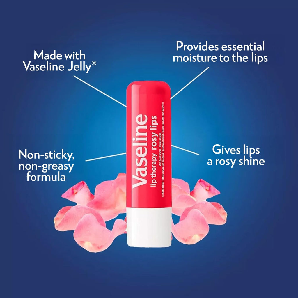 Vaseline Lip Therapy Rosy Lips 12-Pack – Rosy Lip Balm for Dry Lips (0.16 oz Each)