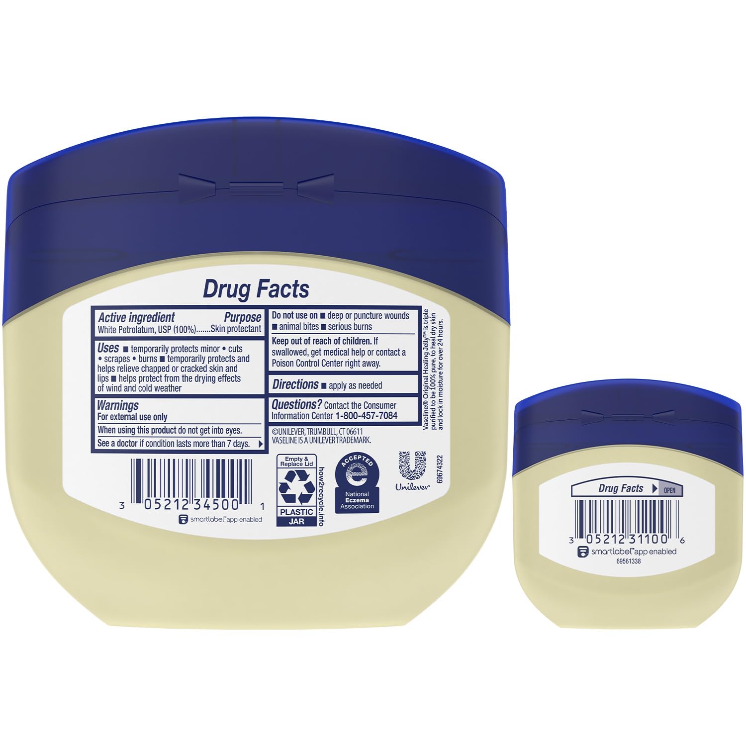 Vaseline Original Healing Jelly 4-Pack – Hypoallergenic Petroleum Jelly for Skin Care