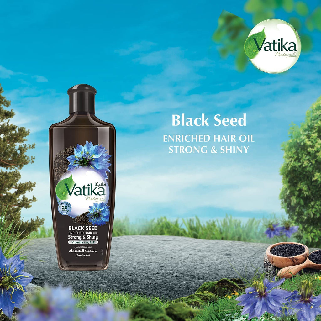 Vatika Naturals Dabur Enriched Black Seed Hair Oil – Strengthening & Shine-Enhancing Serum, 300 ml