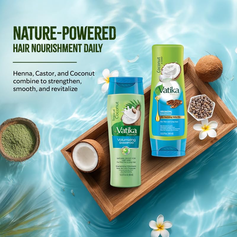 Vatika Naturals Coconut Shampoo & Conditioner – Nourish, Strengthen Roots, Control Frizz