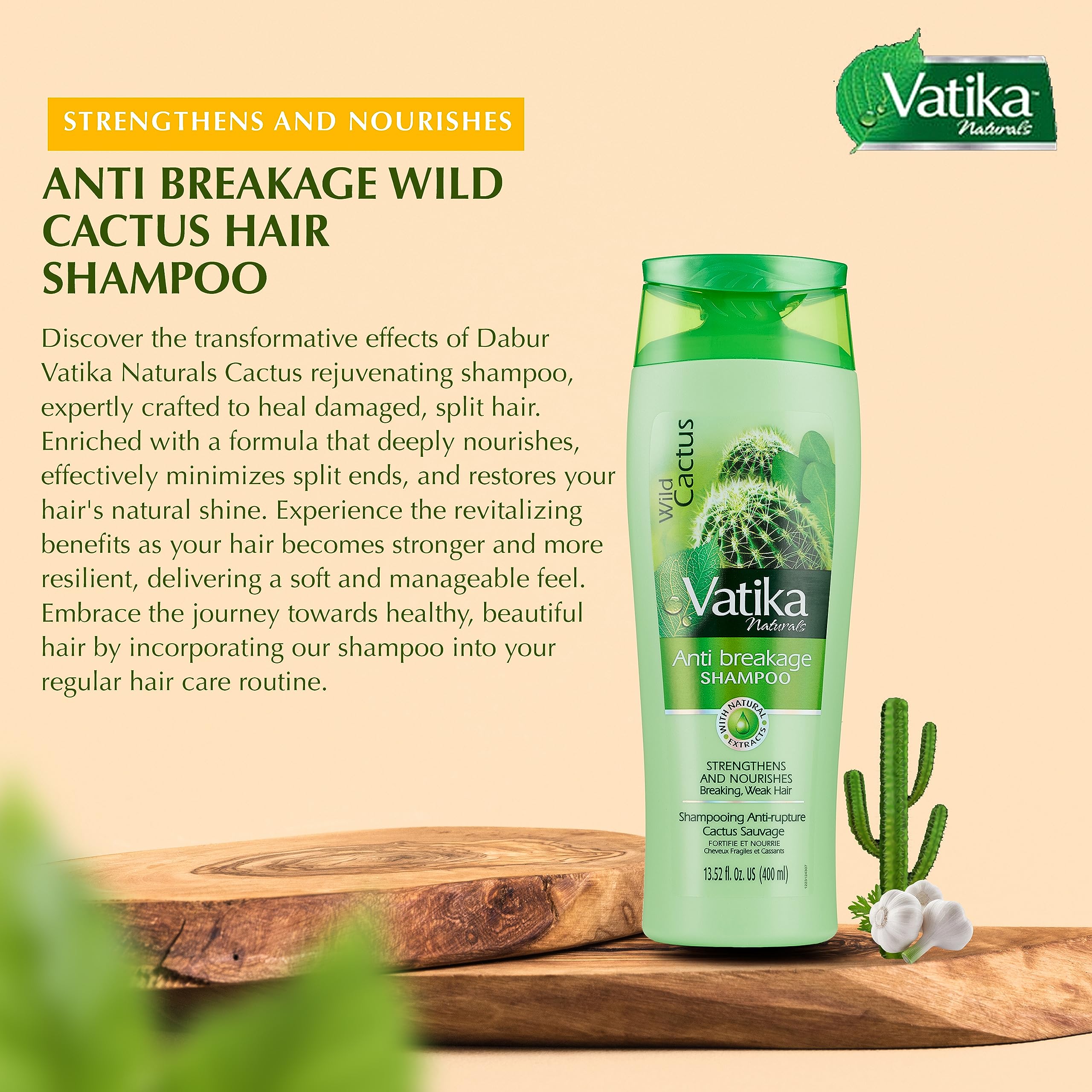 Vatika Naturals Daily Shampoo for Women – Wild Cactus Strengthening & Moisturizing (400ml)