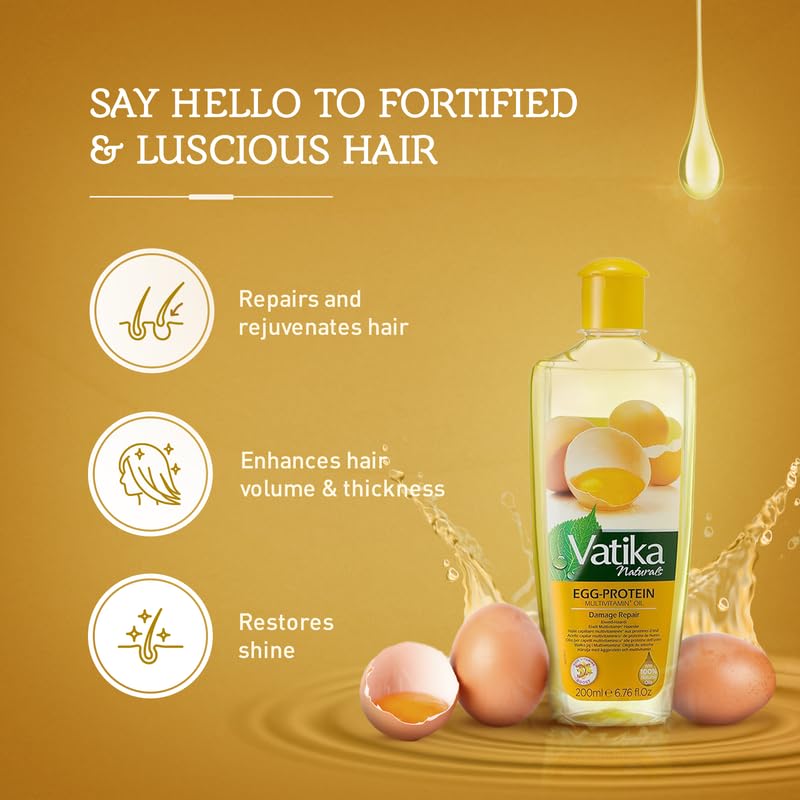 Vatika Naturals Multivitamin Hair Oil with Egg Protein – Nourish, Strengthen & Shine (300 ML)