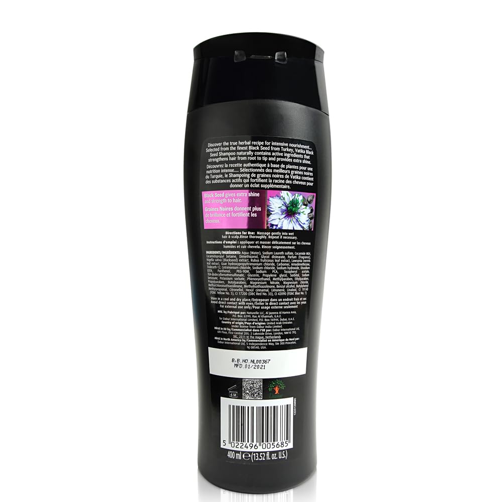 Vatika Naturals Turkish Black Seed Strength & Shine Shampoo – 400ml, Sulfate & Paraben Free