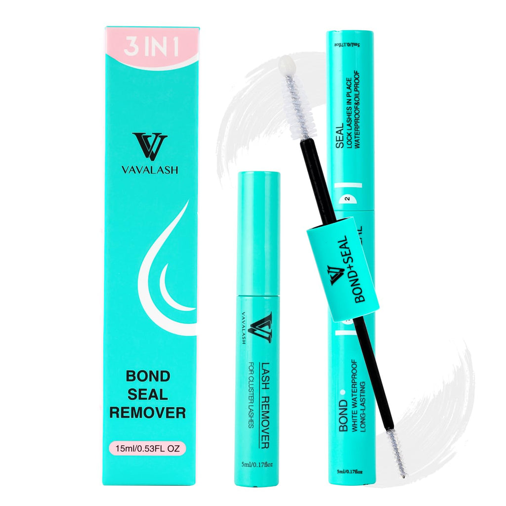 VAVALASH 3-in-1 Clear Lash Bond & Seal Glue for DIY Lashes – Waterproof, 6-7 Day Hold + Remover (White)