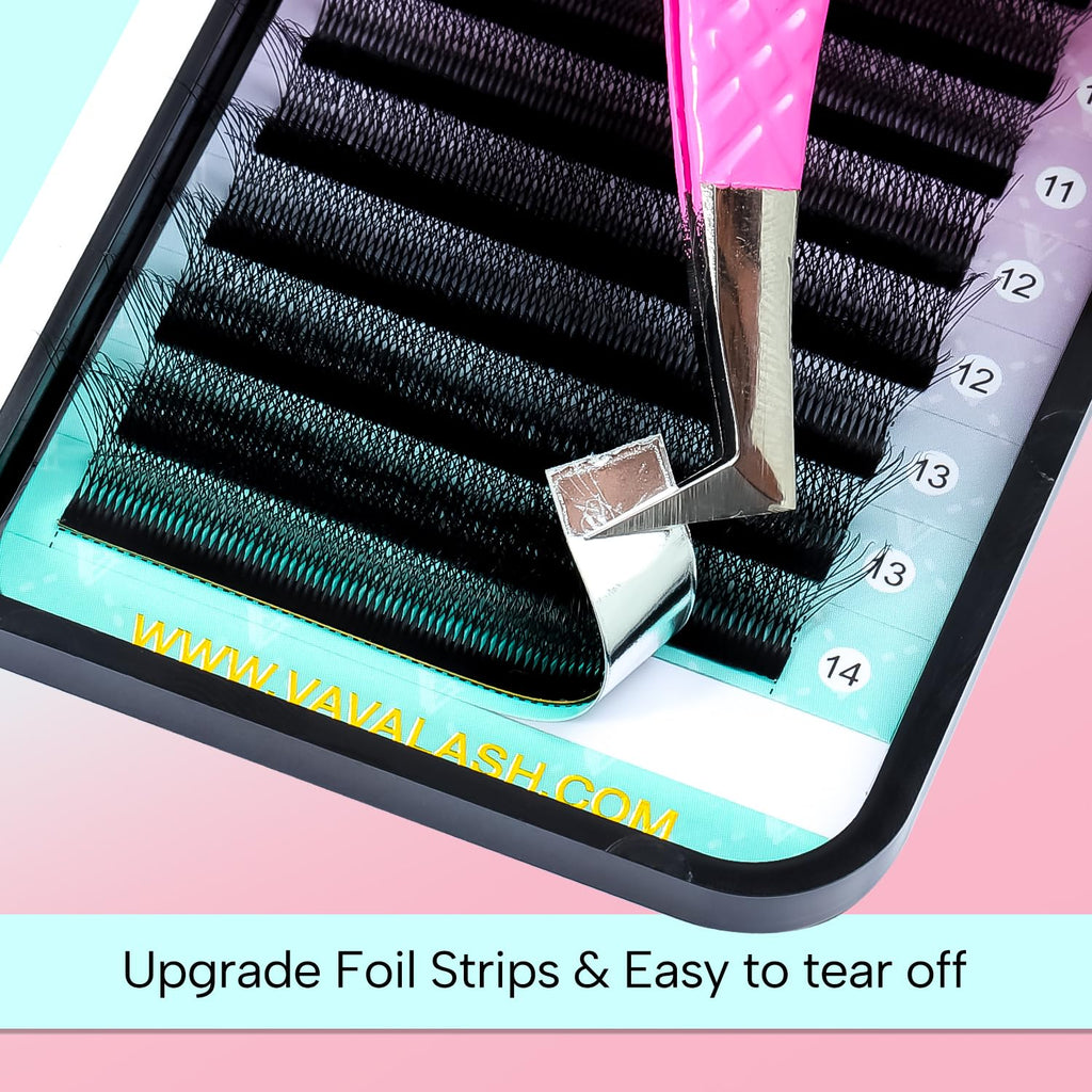 VAVALASH 6D W Shape Eyelash Extensions – Premade Fans 0.07 C Curl, Easy Fanning, Matte Black