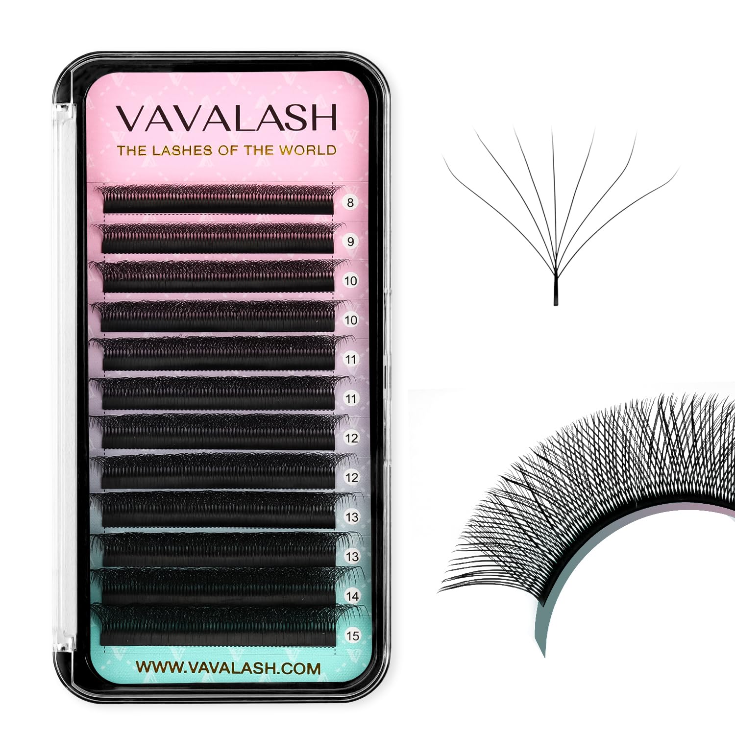 VAVALASH 7D W Shape Eyelash Extensions – Premade Fans 0.07 C Curl 8-15mm