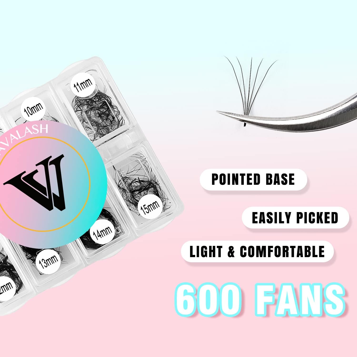 VAVALASH 600 Premade Loose Fans – 5D-24D Eyelash Extensions, 8-15mm, Thin Base