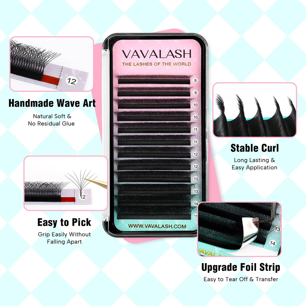 VAVALASH 8D W Shape Premade Fans 0.07 D Curl Matte Black Volume Lashes (W-Shape 8D)