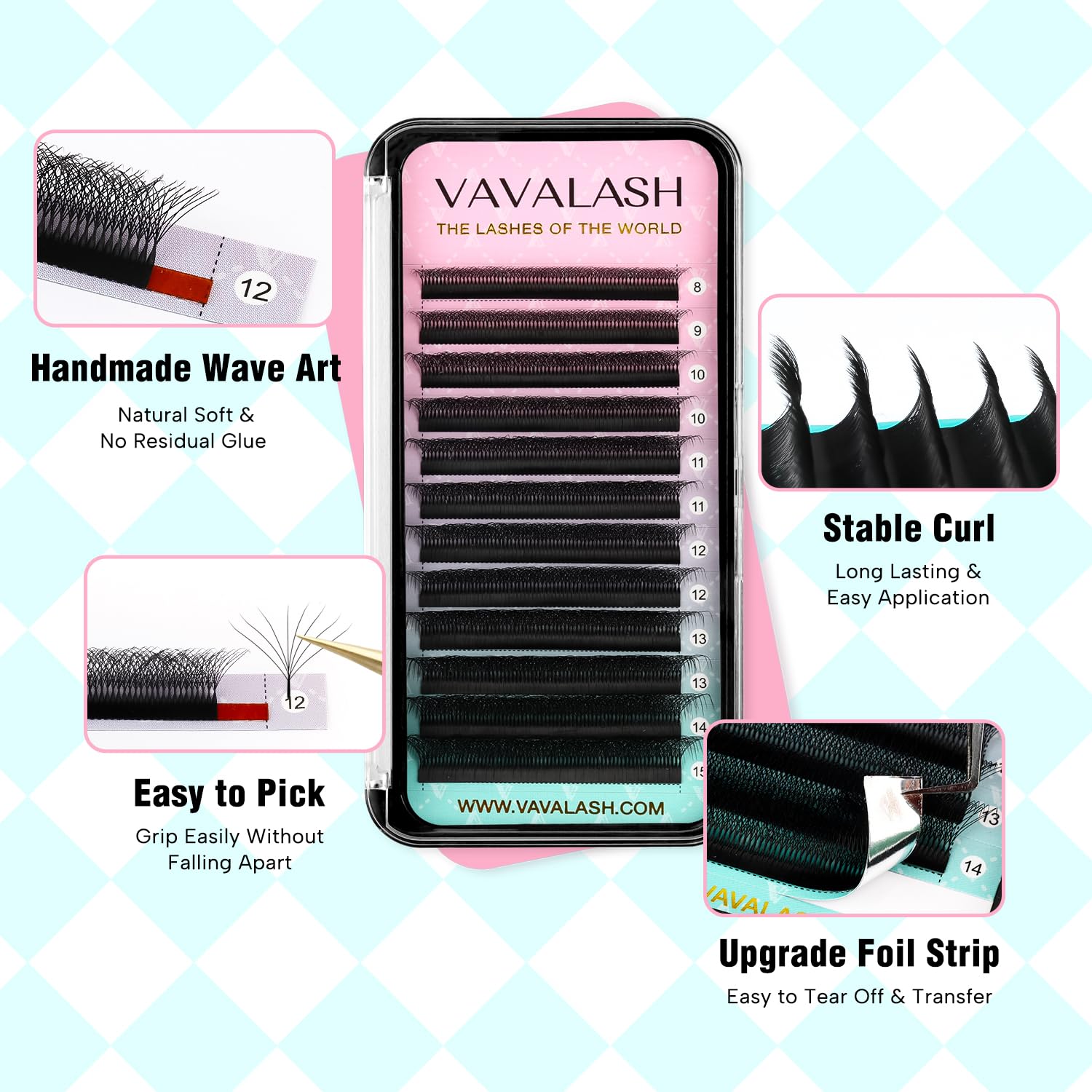 VAVALASH 8D W Shape Premade Fans 0.07 D Curl Matte Black Volume Lashes (W-Shape 8D)