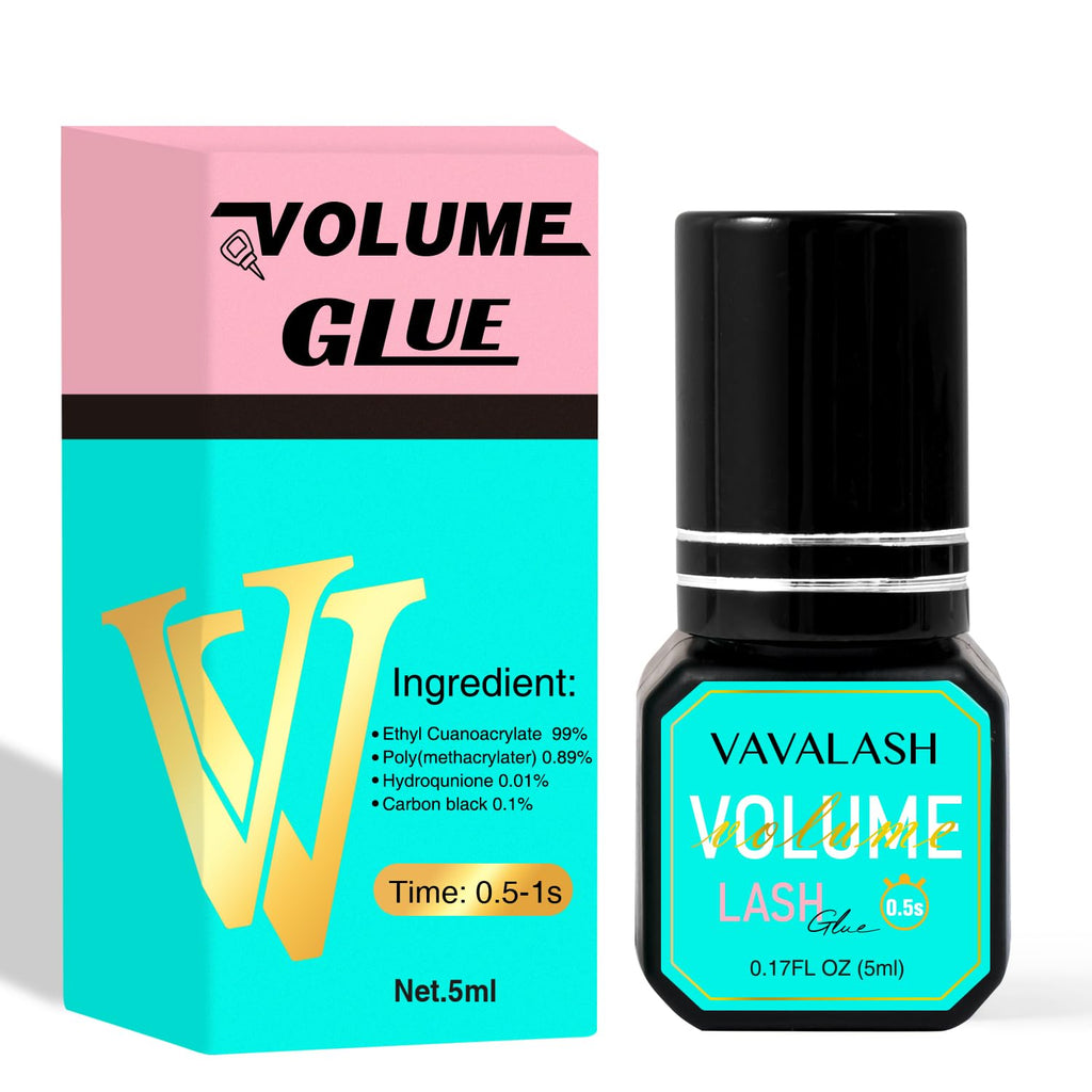 VAVALASH Lash Extension Glue – 0.5–1s Dry, Up to 9 Weeks Hold, Black (5ml)