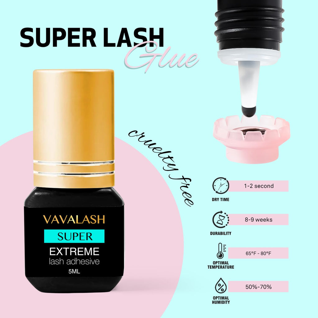 VAVALASH Infinit Super Eyelash Adhesive – 1 Sec Dry Time, Black Lash Glue (5ml) for Pros