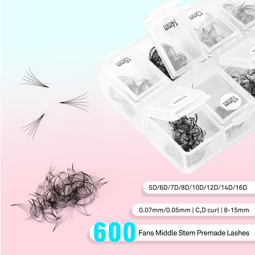 VAVALASH 600 Premade Lash Fans – Mixed Length 5D–24D (8–15mm)