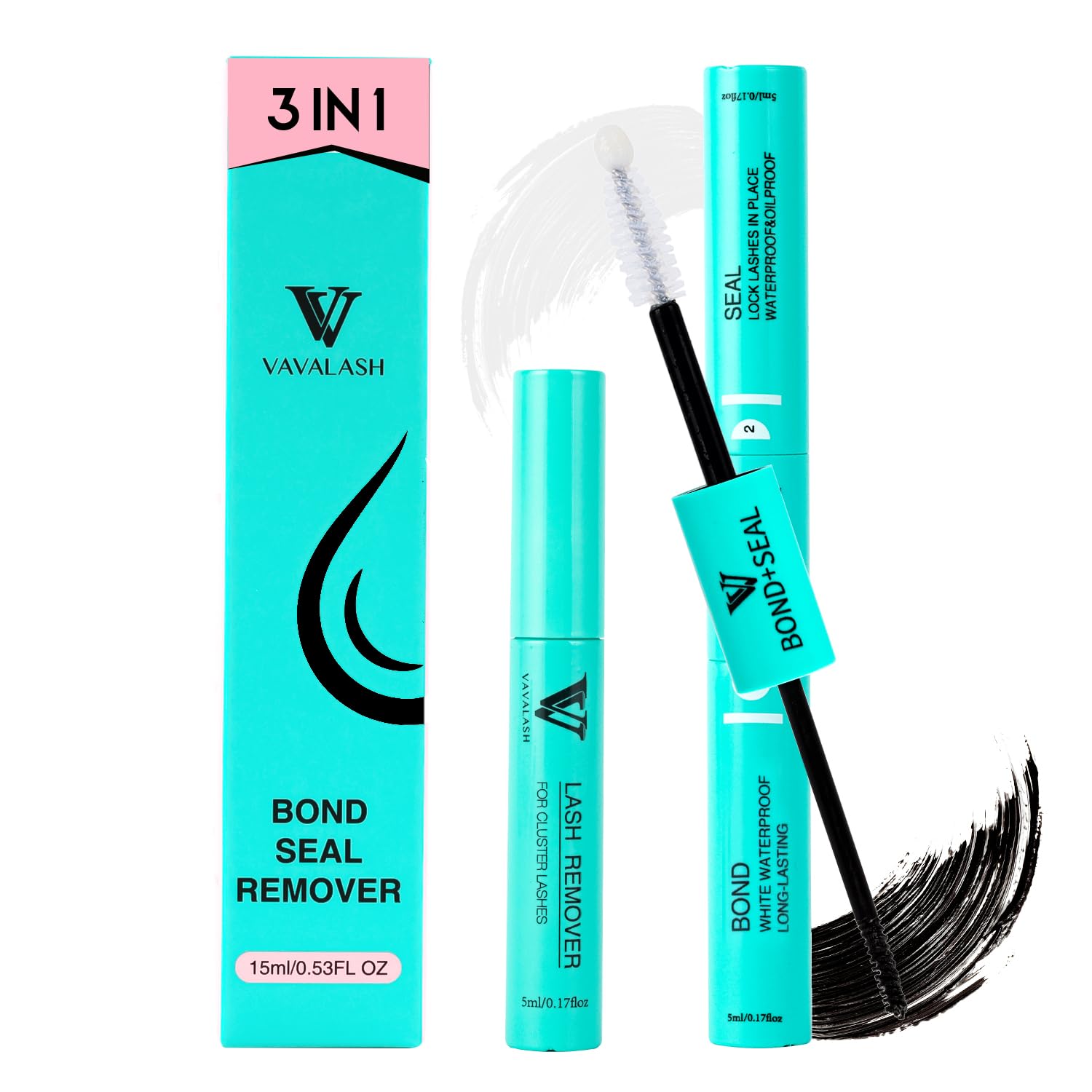 VAVALASH 3 in 1 Lash Bond and Seal – DIY Cluster Glue & Remover (Black)