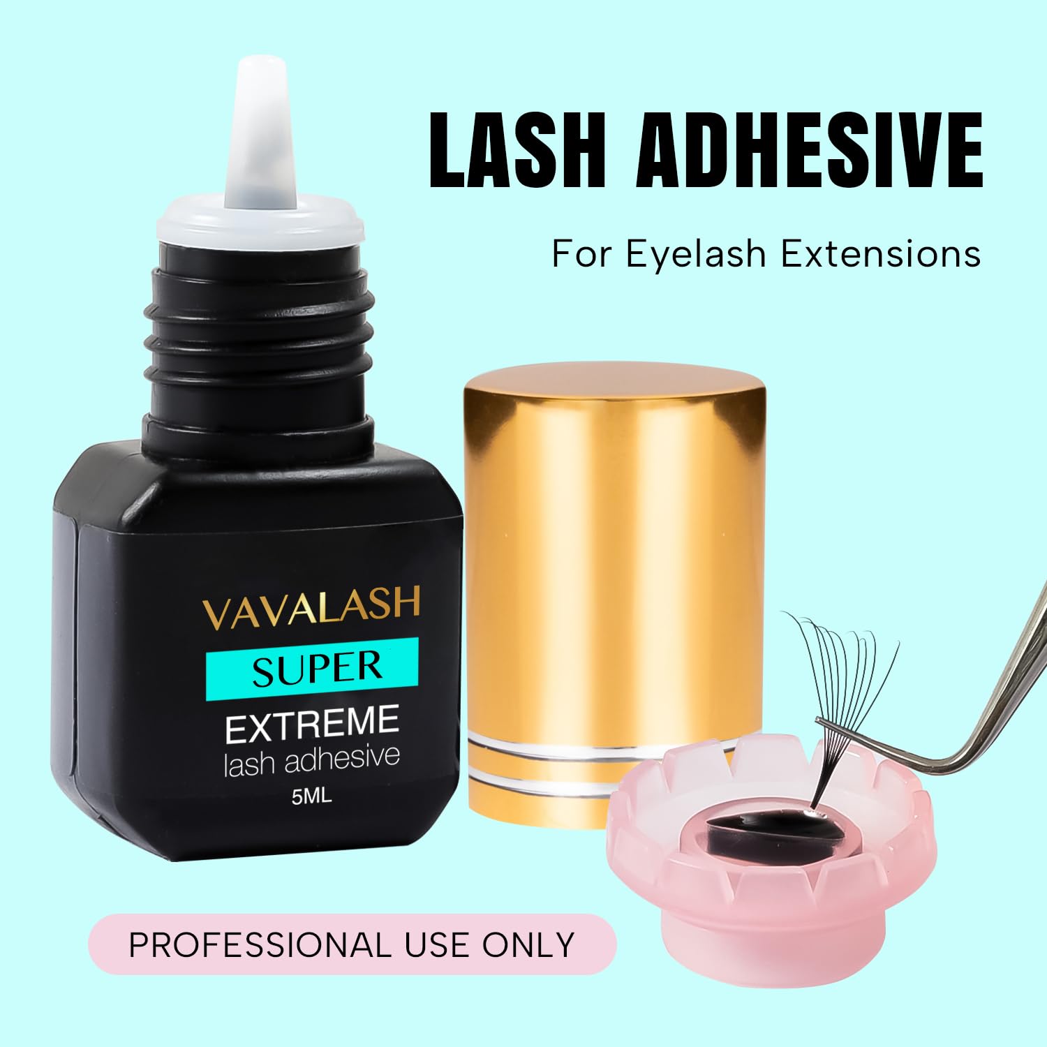 VAVALASH Infinit Super Eyelash Adhesive – 1 Sec Dry Time, Black Lash Glue (5ml) for Pros