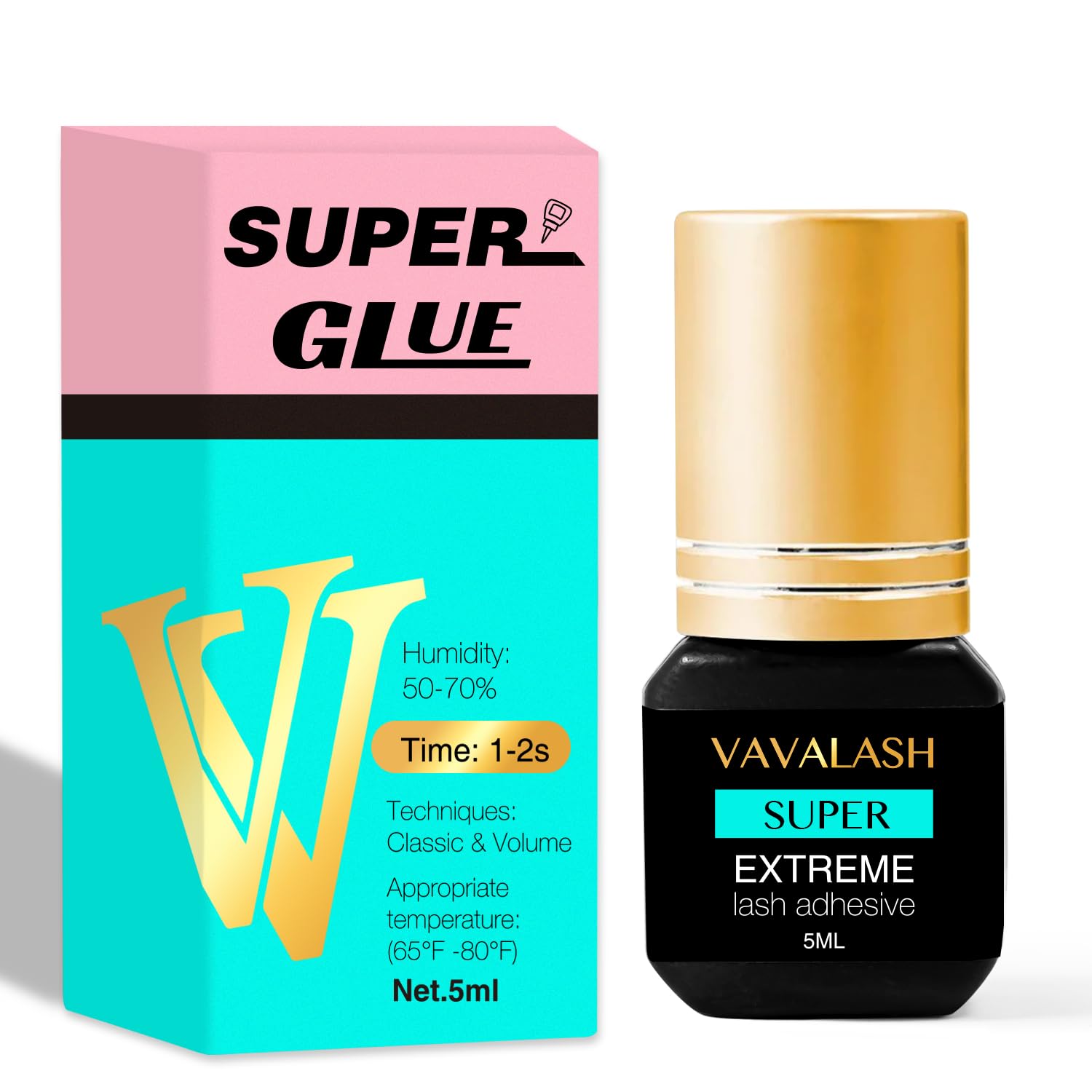 VAVALASH Infinit Super Eyelash Adhesive – 1 Sec Dry Time, Black Lash Glue (5ml) for Pros