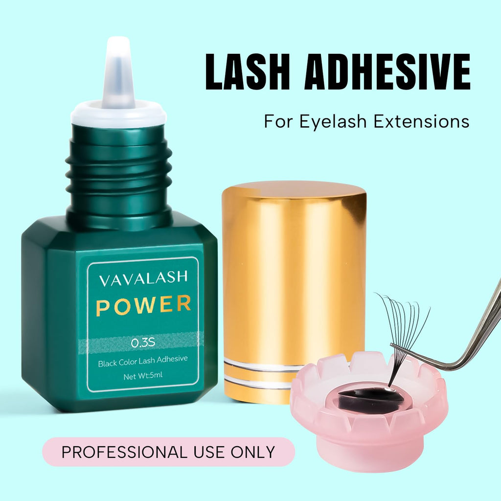 VAVALASH Power Eyelash Extension Glue – 0.3s Dry, Up to 9 Weeks, Black, 5ml