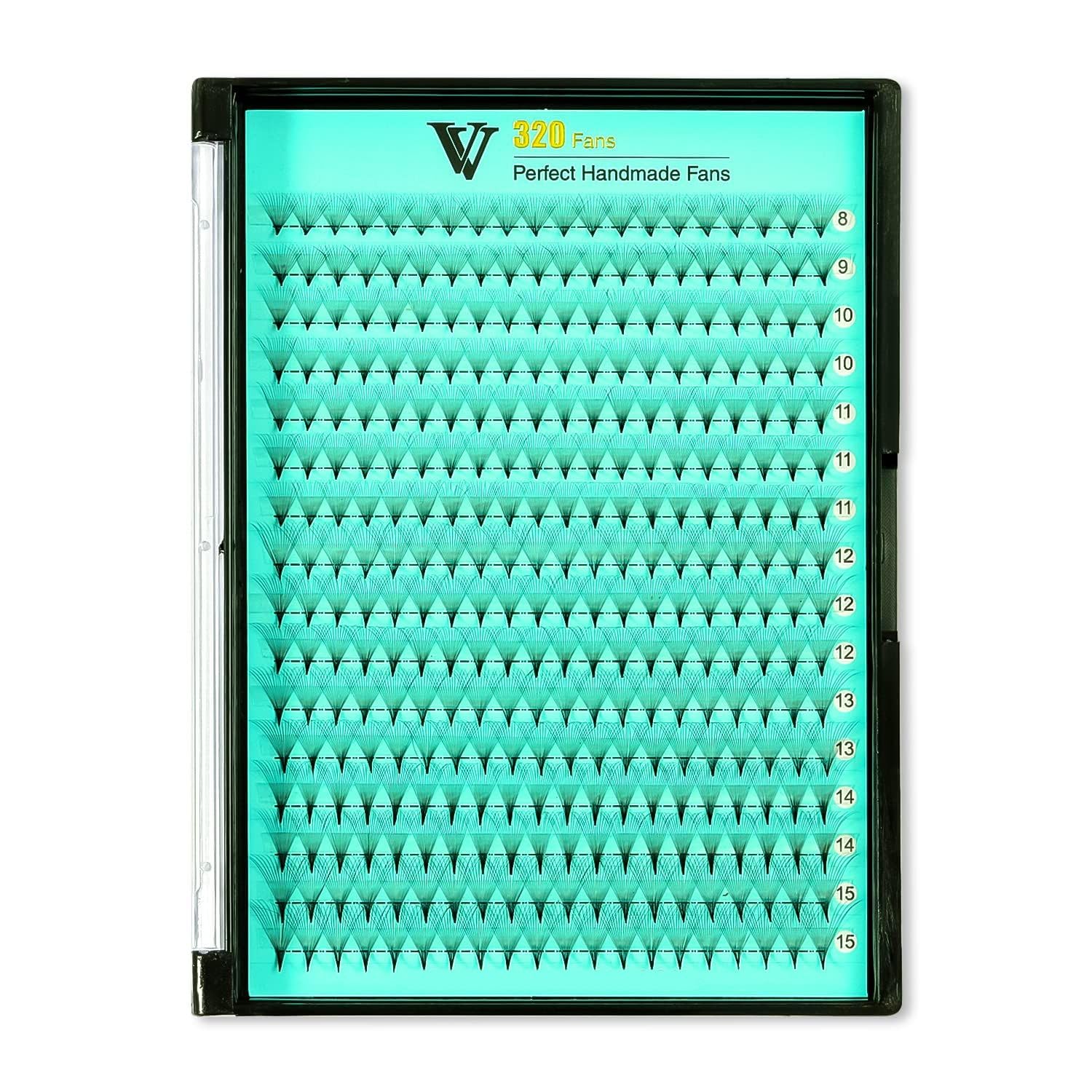 VAVALASH Premade Fans Eyelash Extensions — 320 Fans Tray (16D-0.03-C, Middle Stem, Heat Bonded)